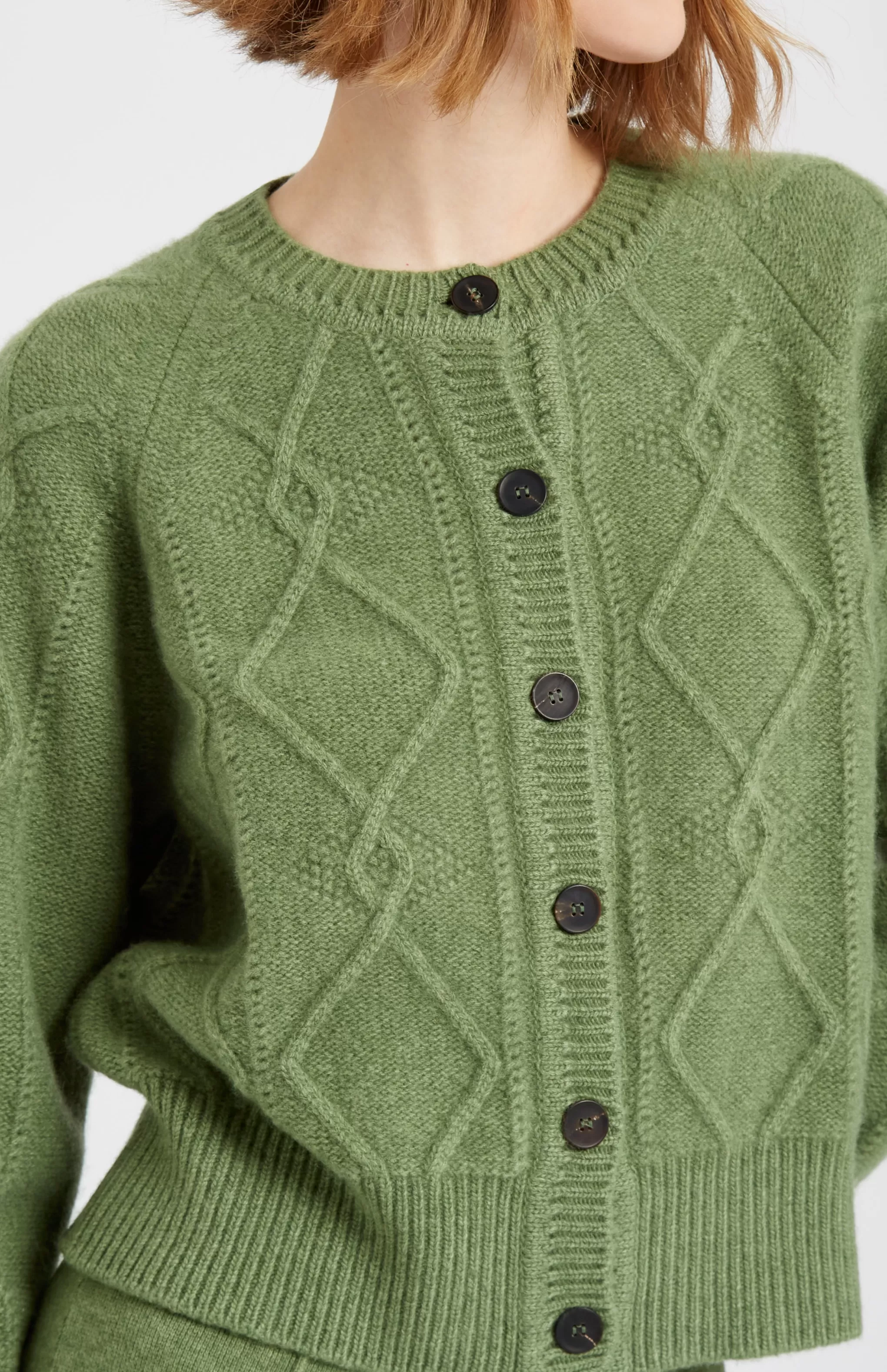 Hot Multi Texture Cashmere Blend Cardigan In Wood Sage Men/Women Best Sellers