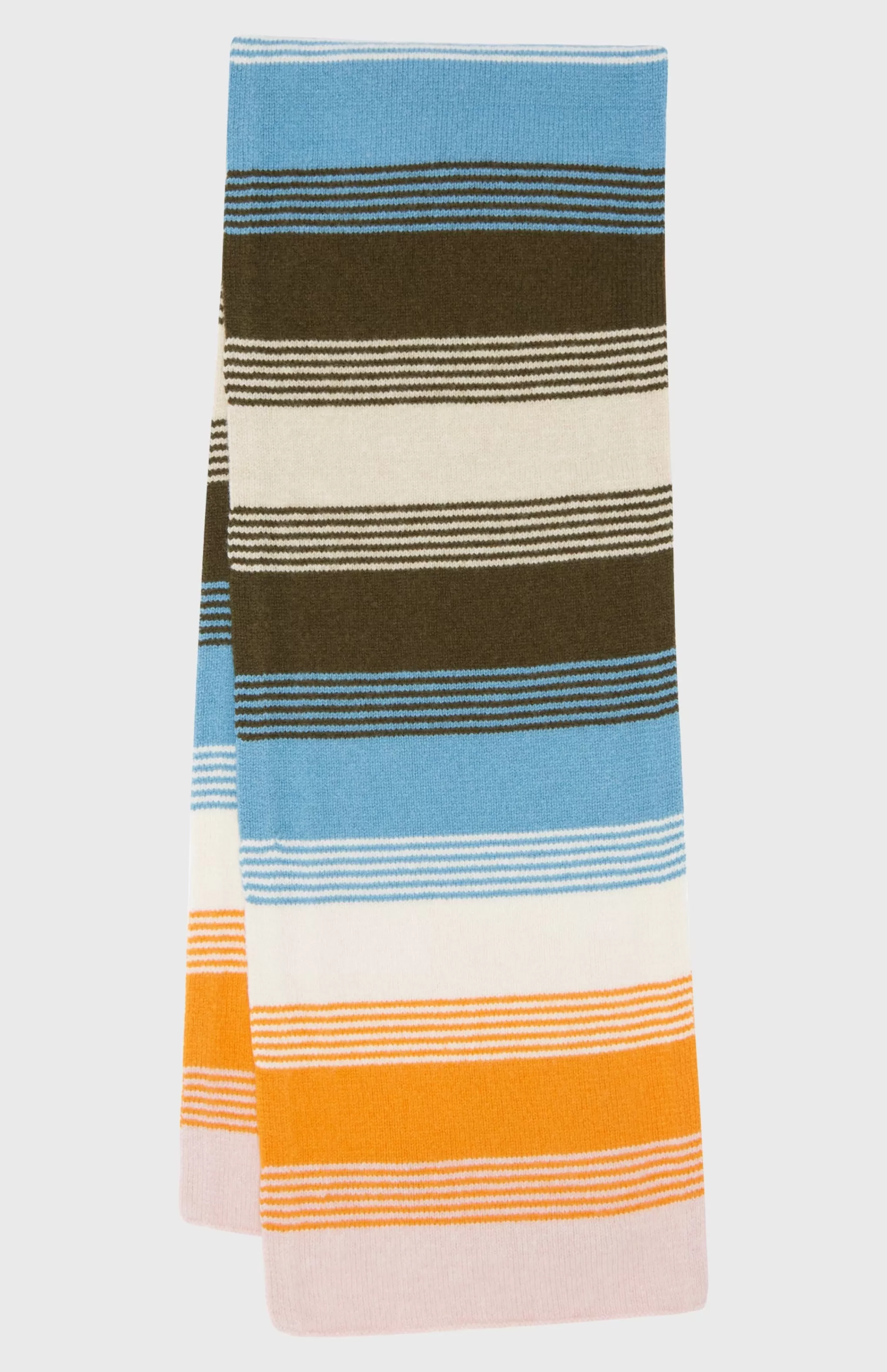 Cheap Multicoloured Brushed Lambwool Scarf With Allover Stripes Men/Women Made in Scotland