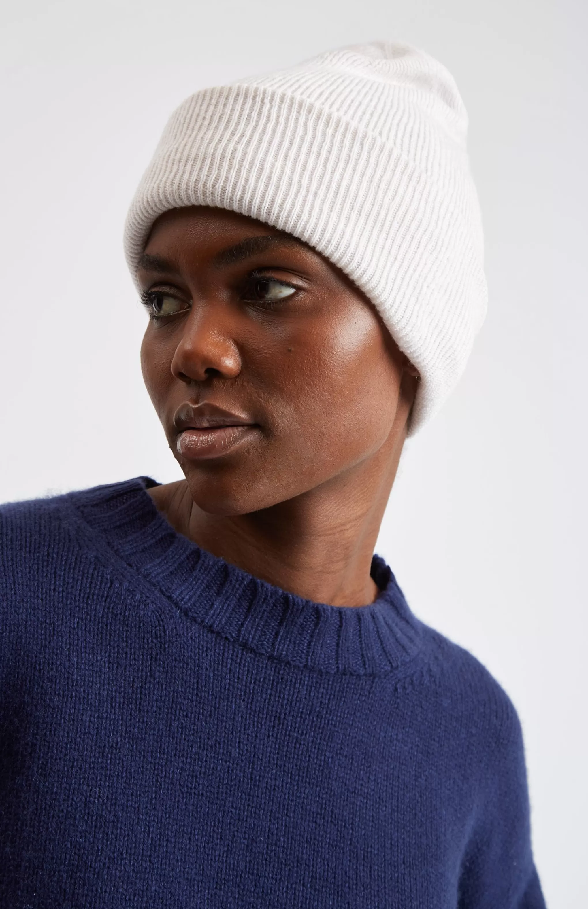Sale Ribbed Wool Cashmere Blend Beanie In Mushroom Men Hats