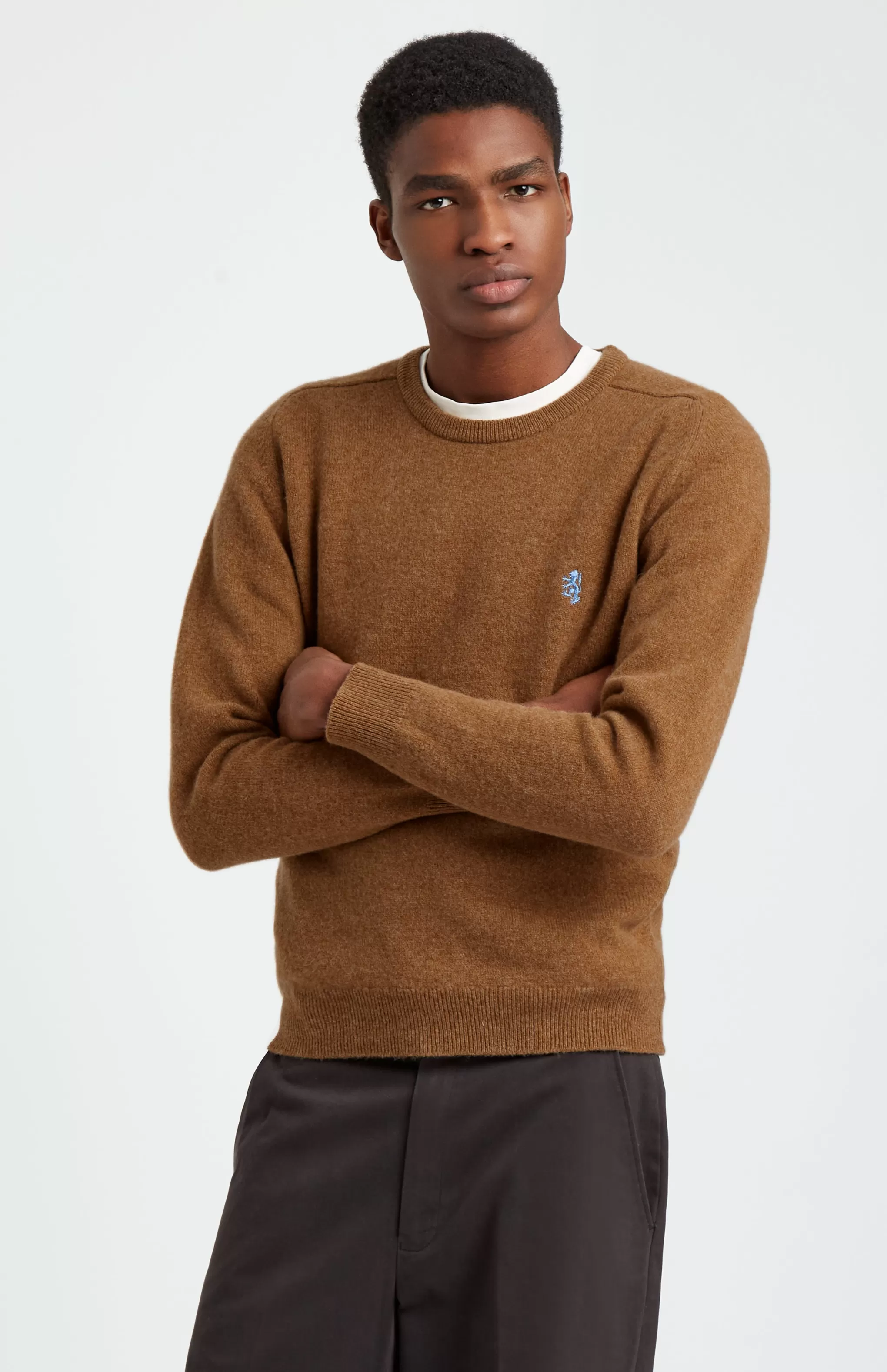 Store Round Neck  Jumper in Sandstorm / Azure Men Jumpers