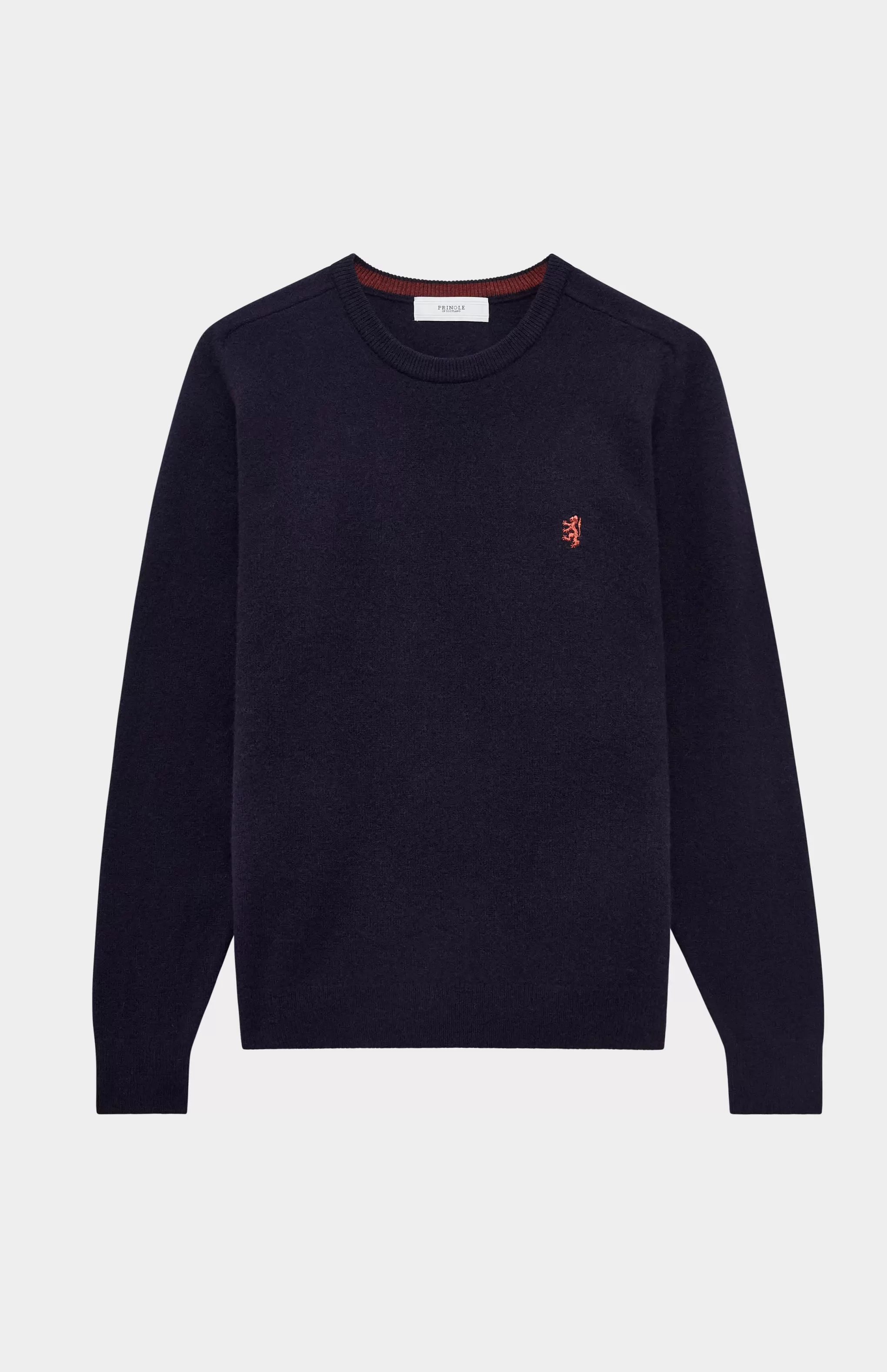 Best Round Neck Lion Lambswool Jumper In Navy / Rust Red Men Medium Weight Knits