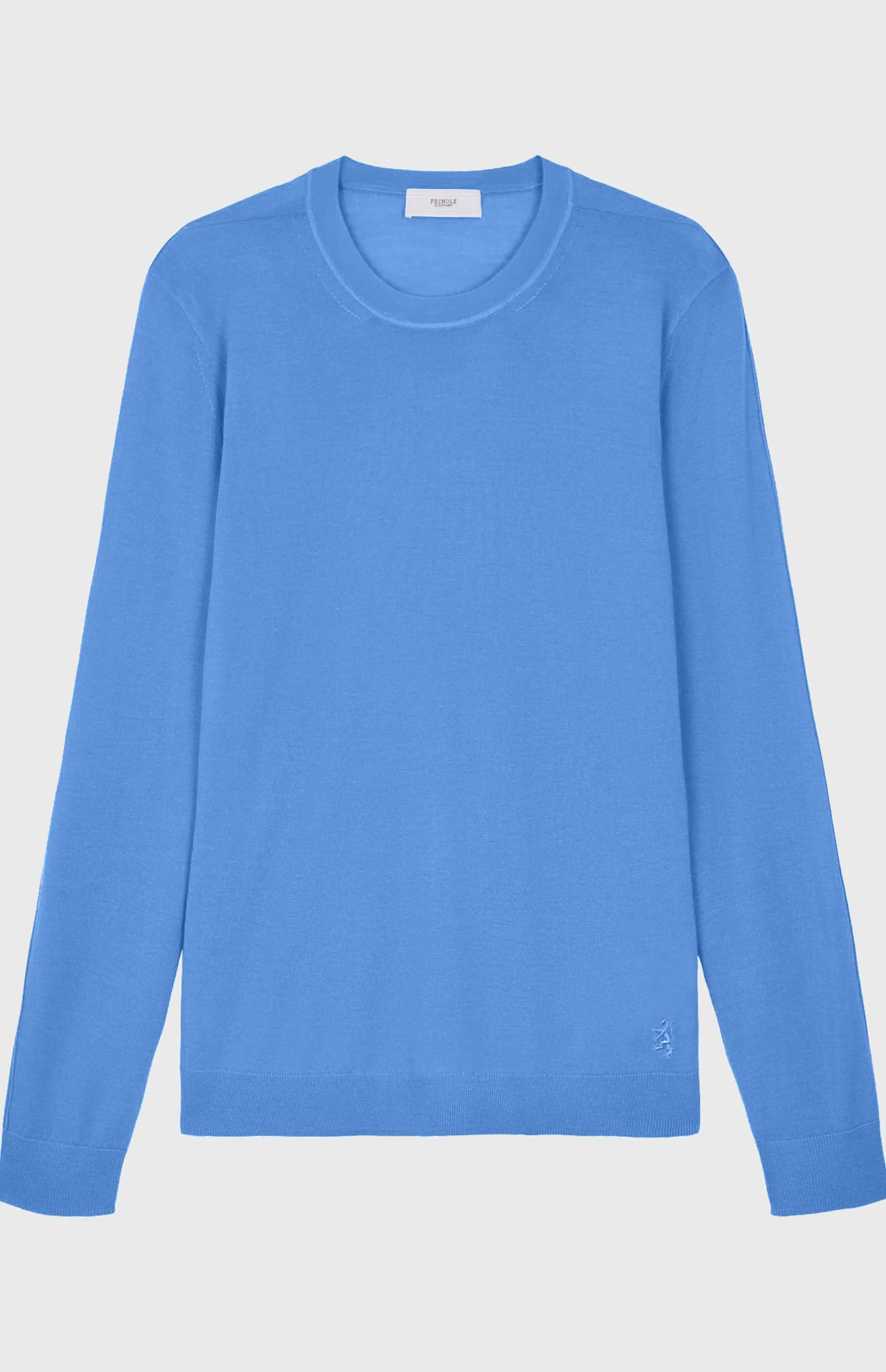 New Round Neck Merino Wool Jumper In Uniform Blue Men Jumpers
