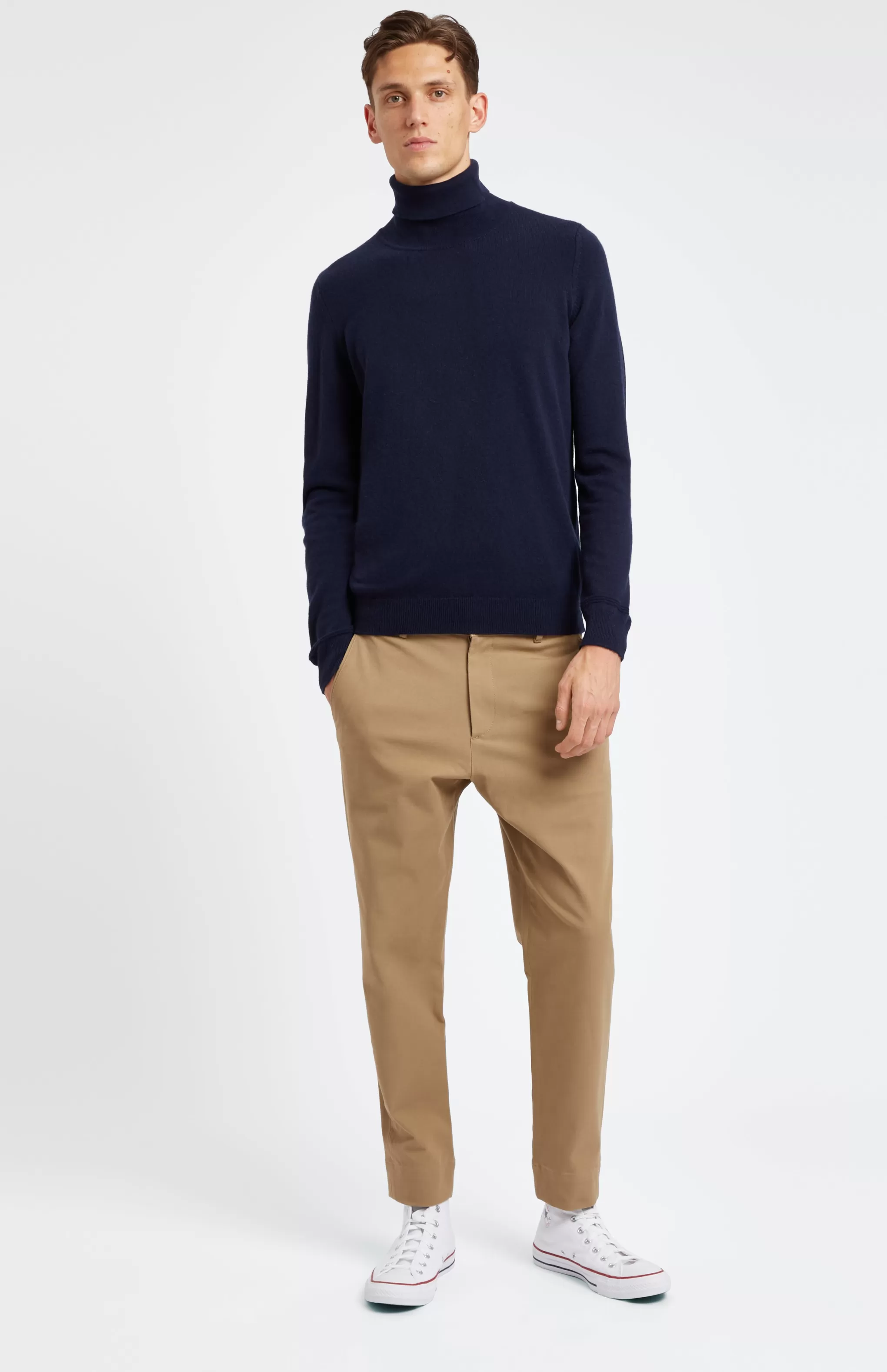 Best Scottish Cashmere Roll Neck Jumper In Ink Men High Neck Knits
