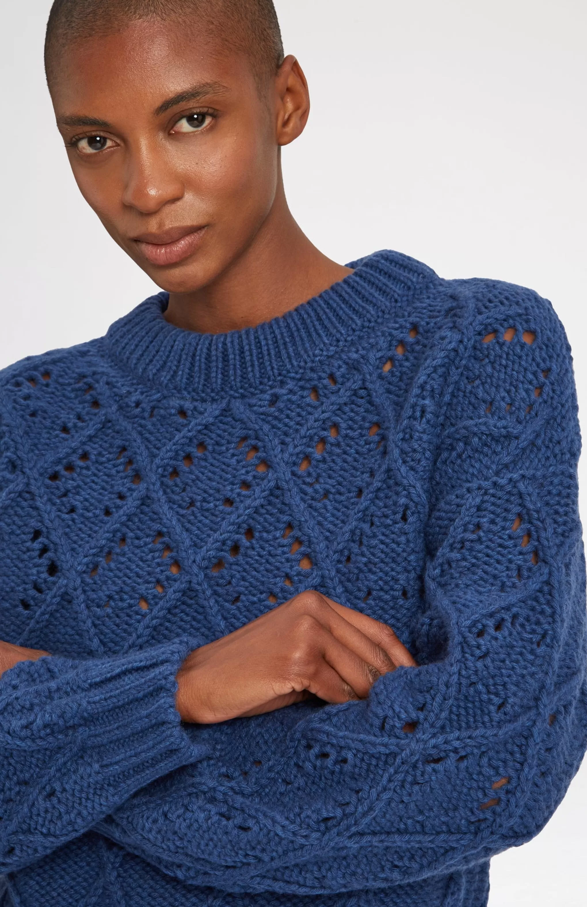 Discount Superfine Wool Jumper With Allover Diamond Pattern In Storm Blue Men/Women Argyle