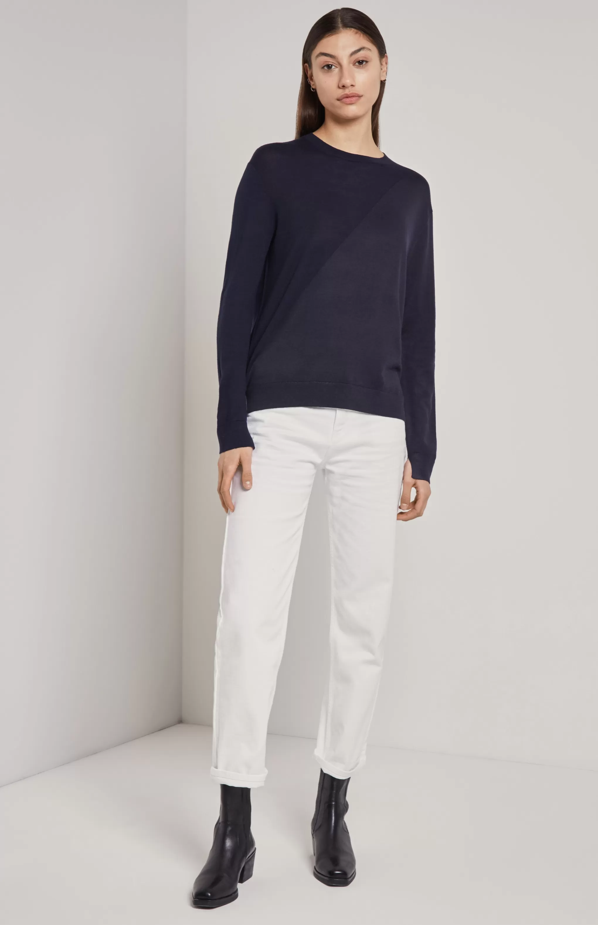 Sale Textured Merino Jumper In Blue Men/Women Merino