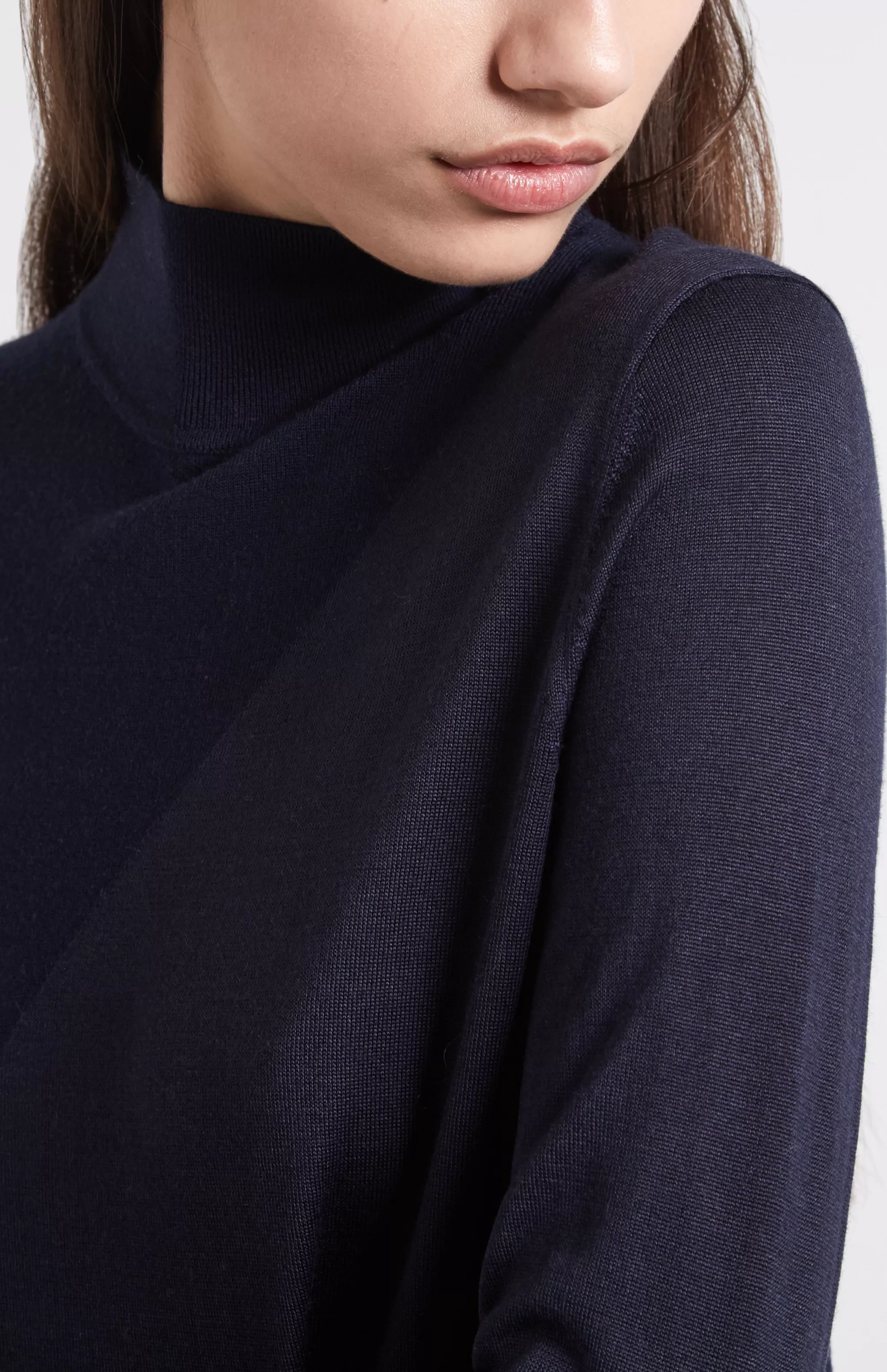 Cheap Textured Merino Jumper In Navy Men/Women Light Weight Knits