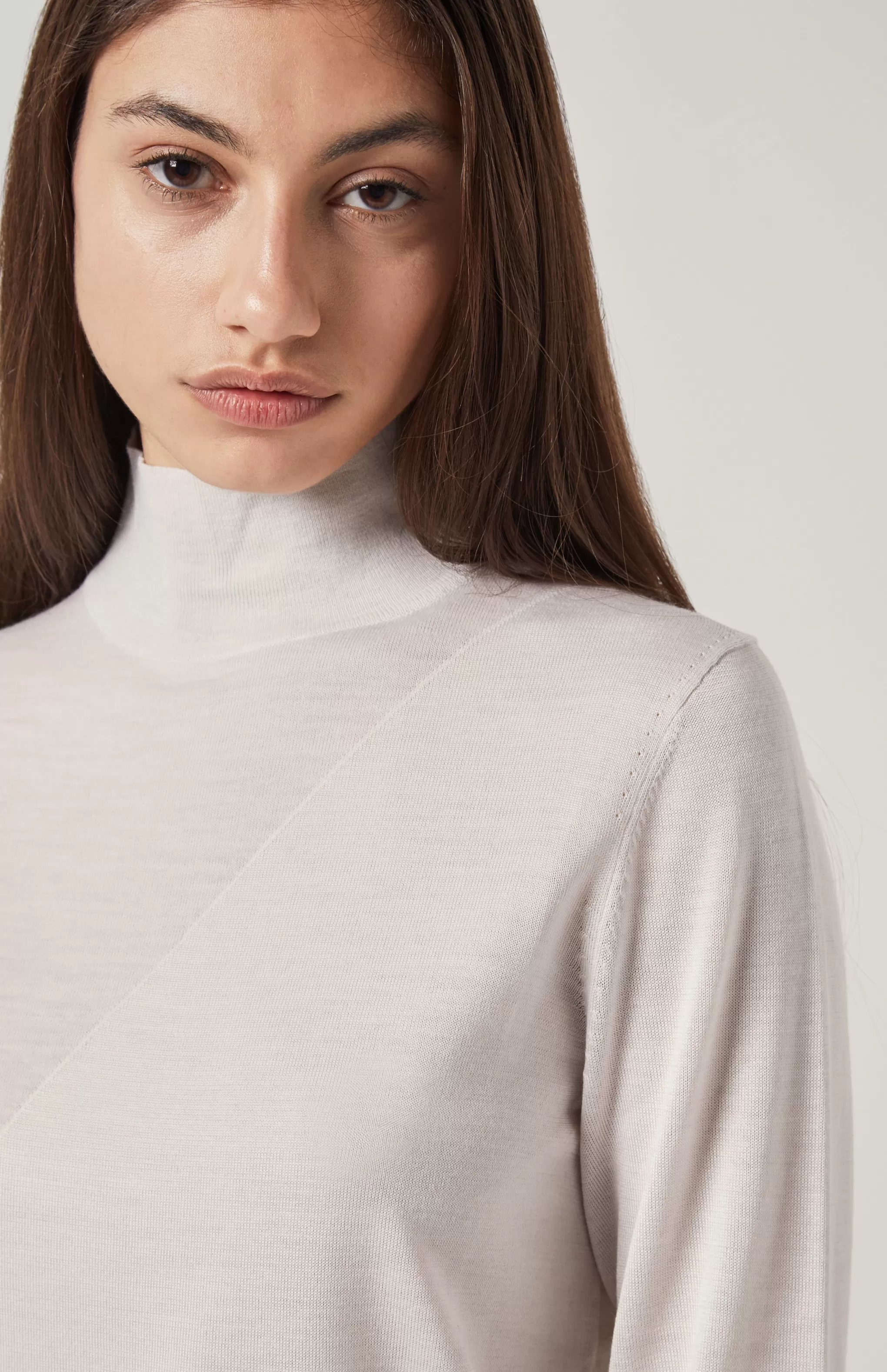 Discount Textured Merino Jumper In White Men/Women High Neck Knits