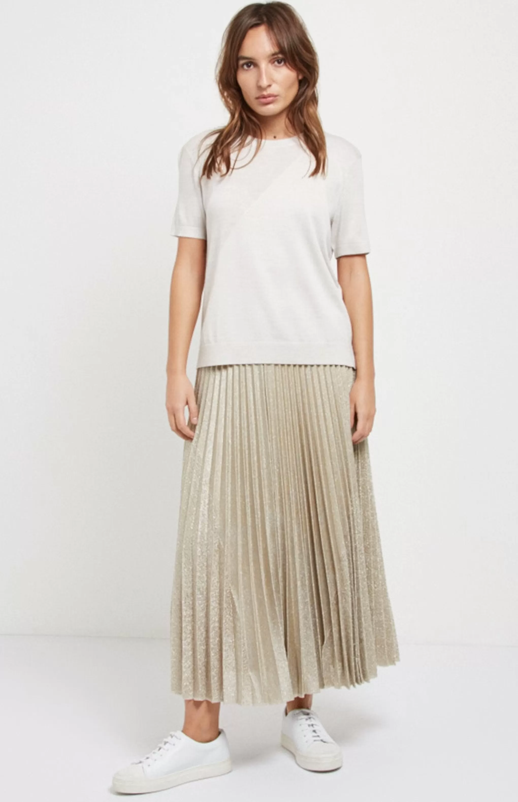 Clearance Textured Merino T Shirt In White Men/Women Light Weight Knits