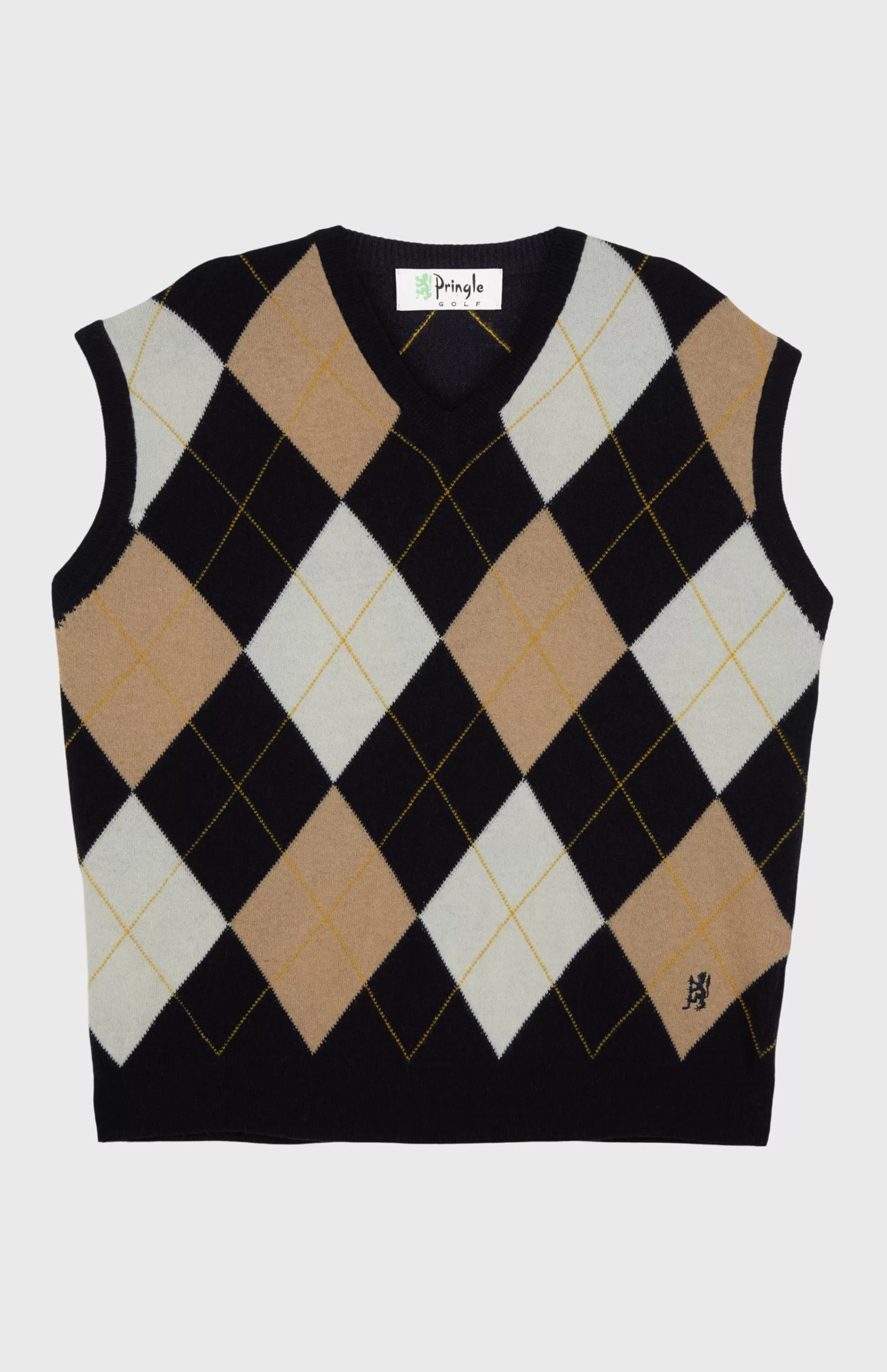 Outlet Unisex Allover Argyle Heritage Golf Sleeveless Jumper In Navy And Camel Men Argyle