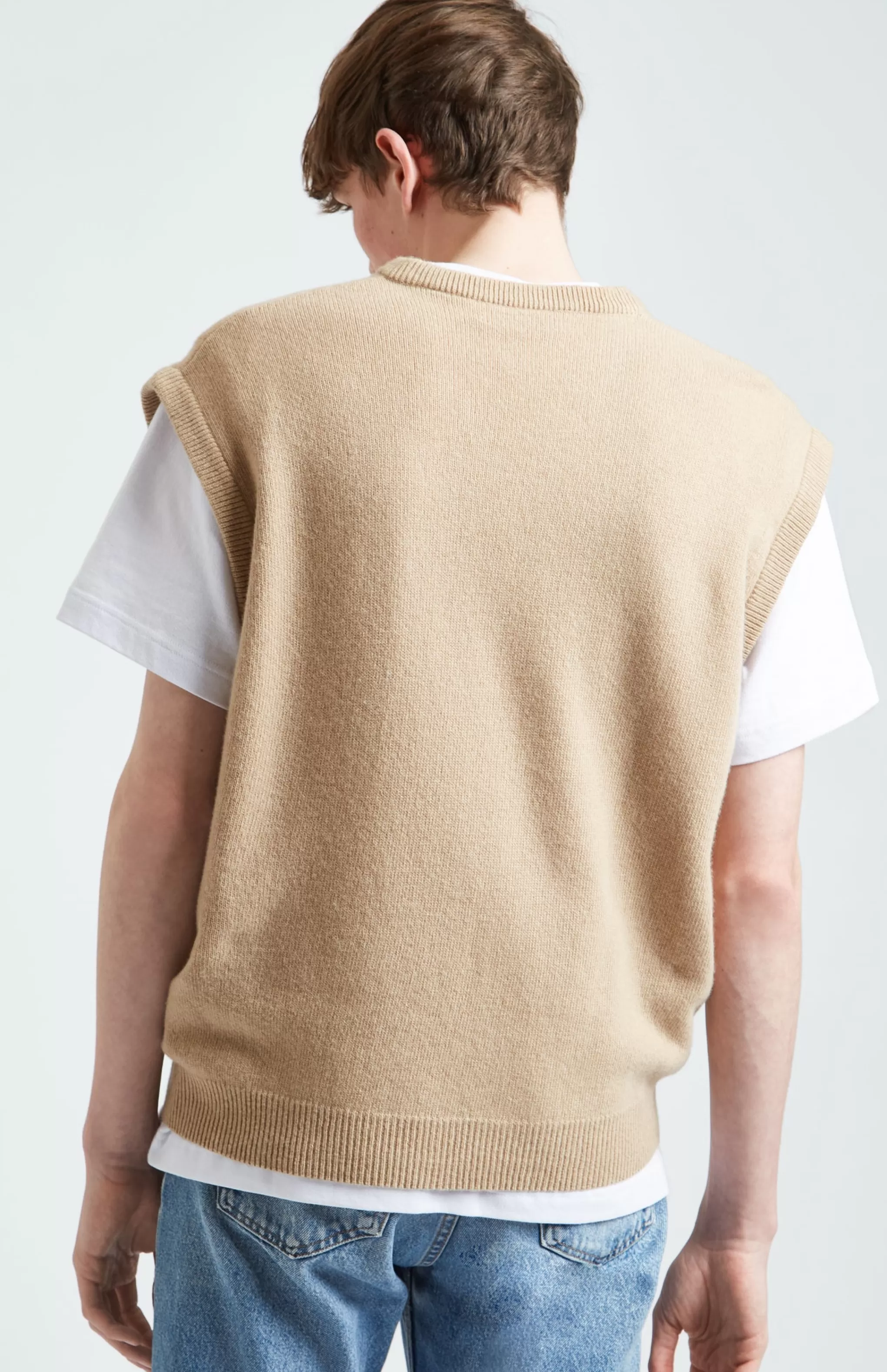 Shop Unisex Archive Lambswool Blend Vest In Camel Men Pringle Heritage Unisex Collections