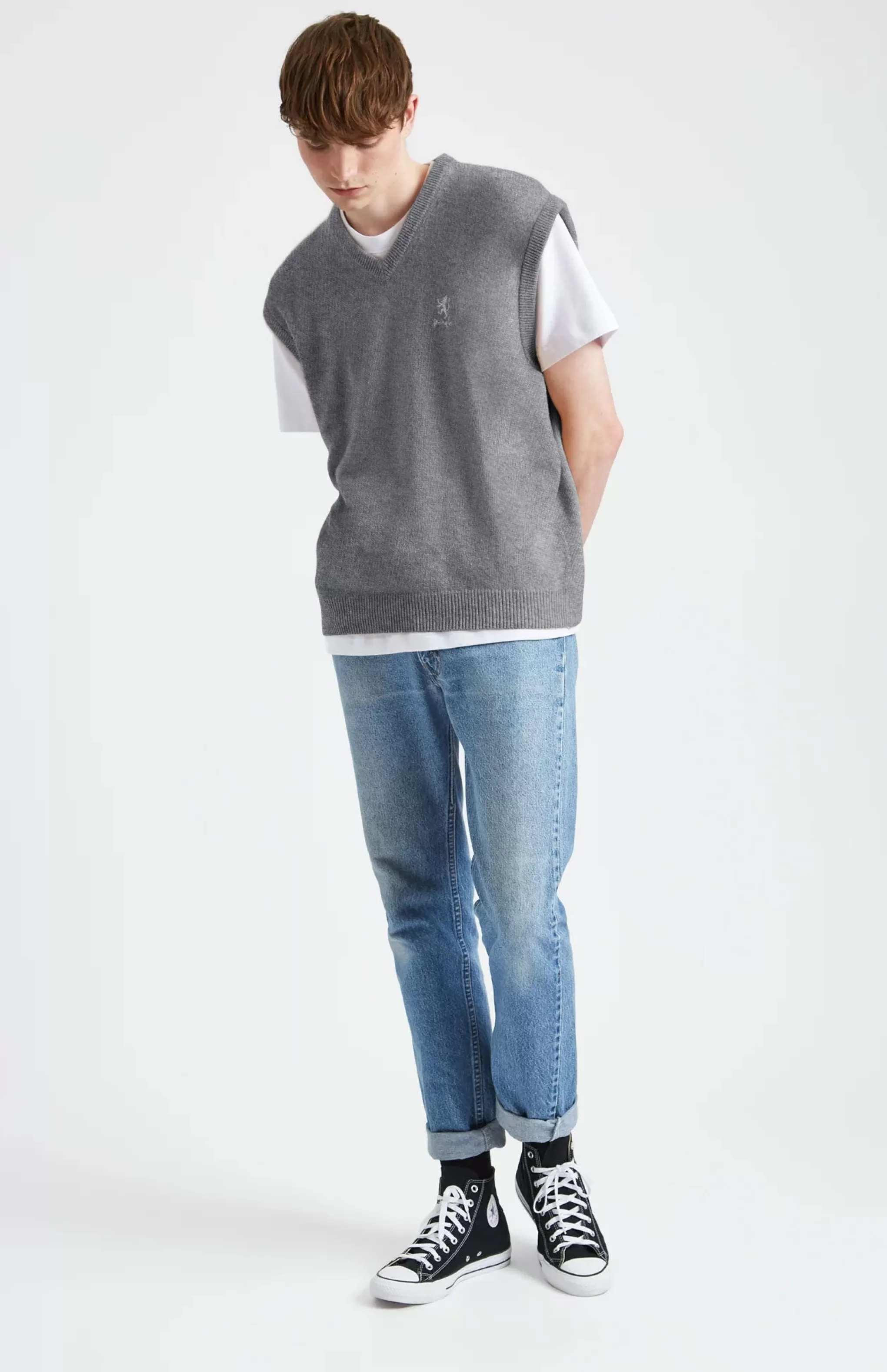Sale Unisex Archive Lambswool Blend Vest In Grey Marl Men Lambswool