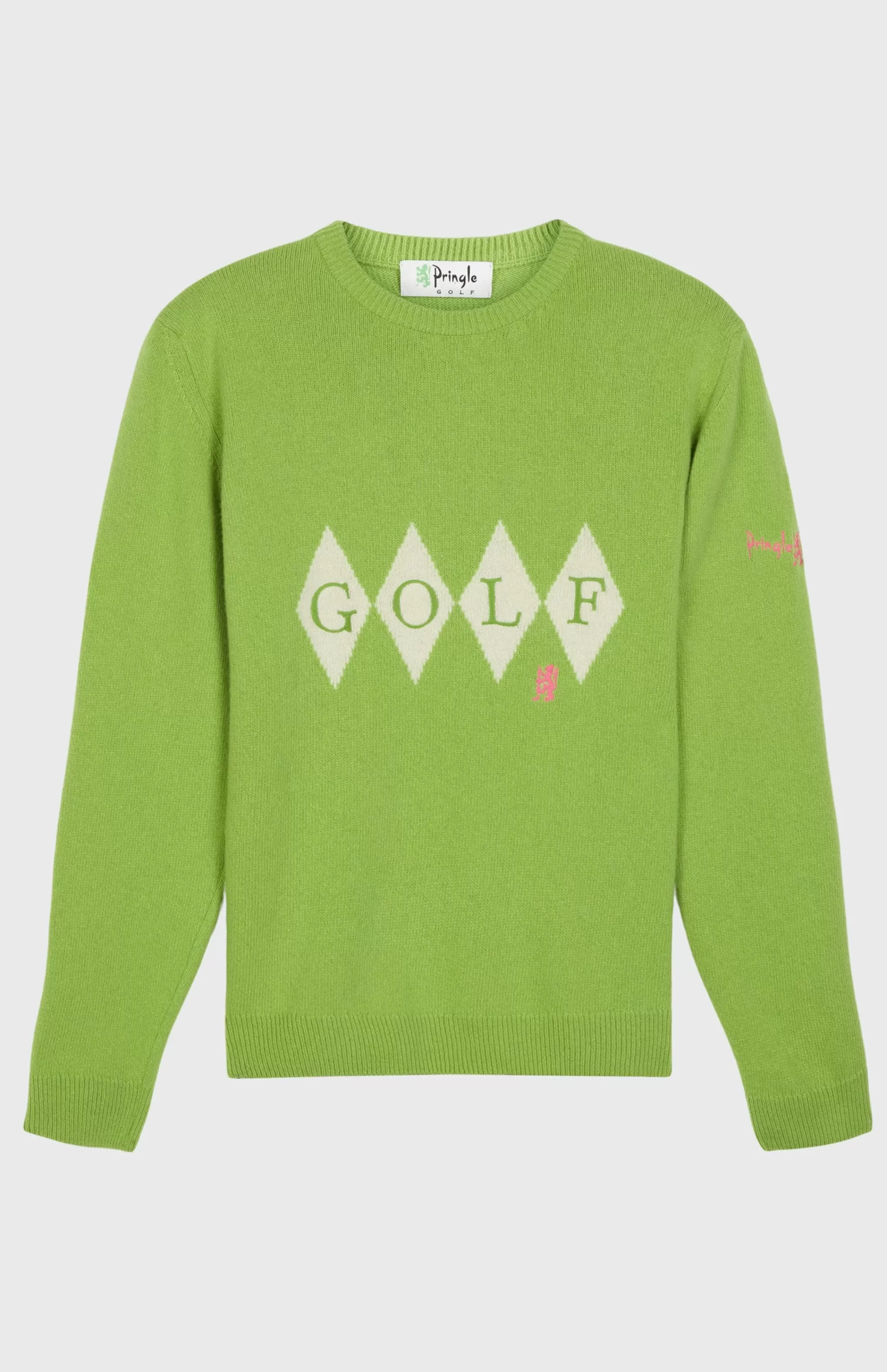 New Unisex Diamond Motif Heritage Golf Jumper In Green And Ivory Men Argyle