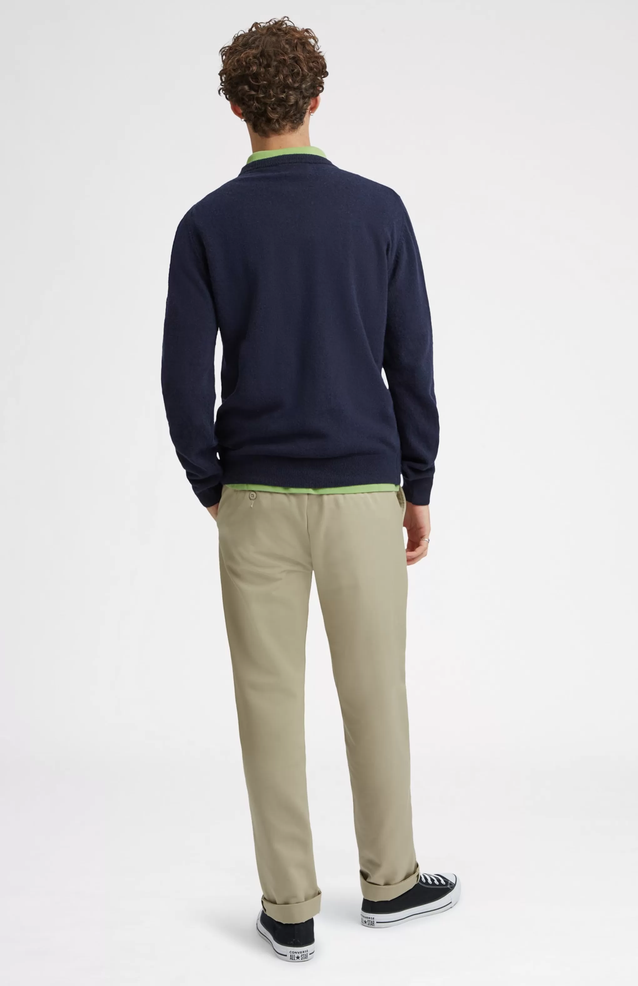 Best Sale Unisex Round Neck Multi Geometric George Golf Jumper In Navy. Men Jumpers