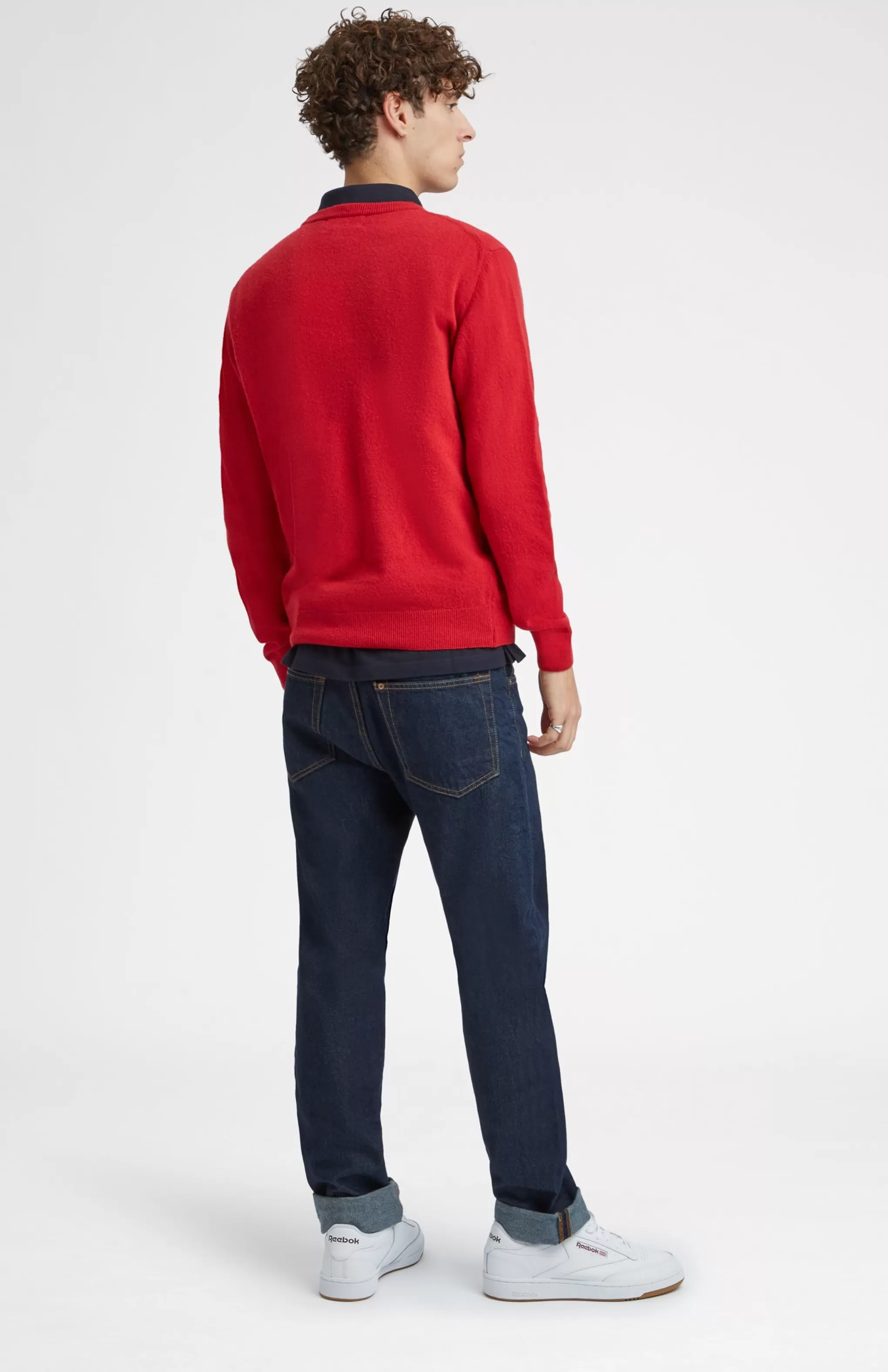 Best Unisex Round Neck Multi Geometric George Golf Jumper In Red. Men Jumpers