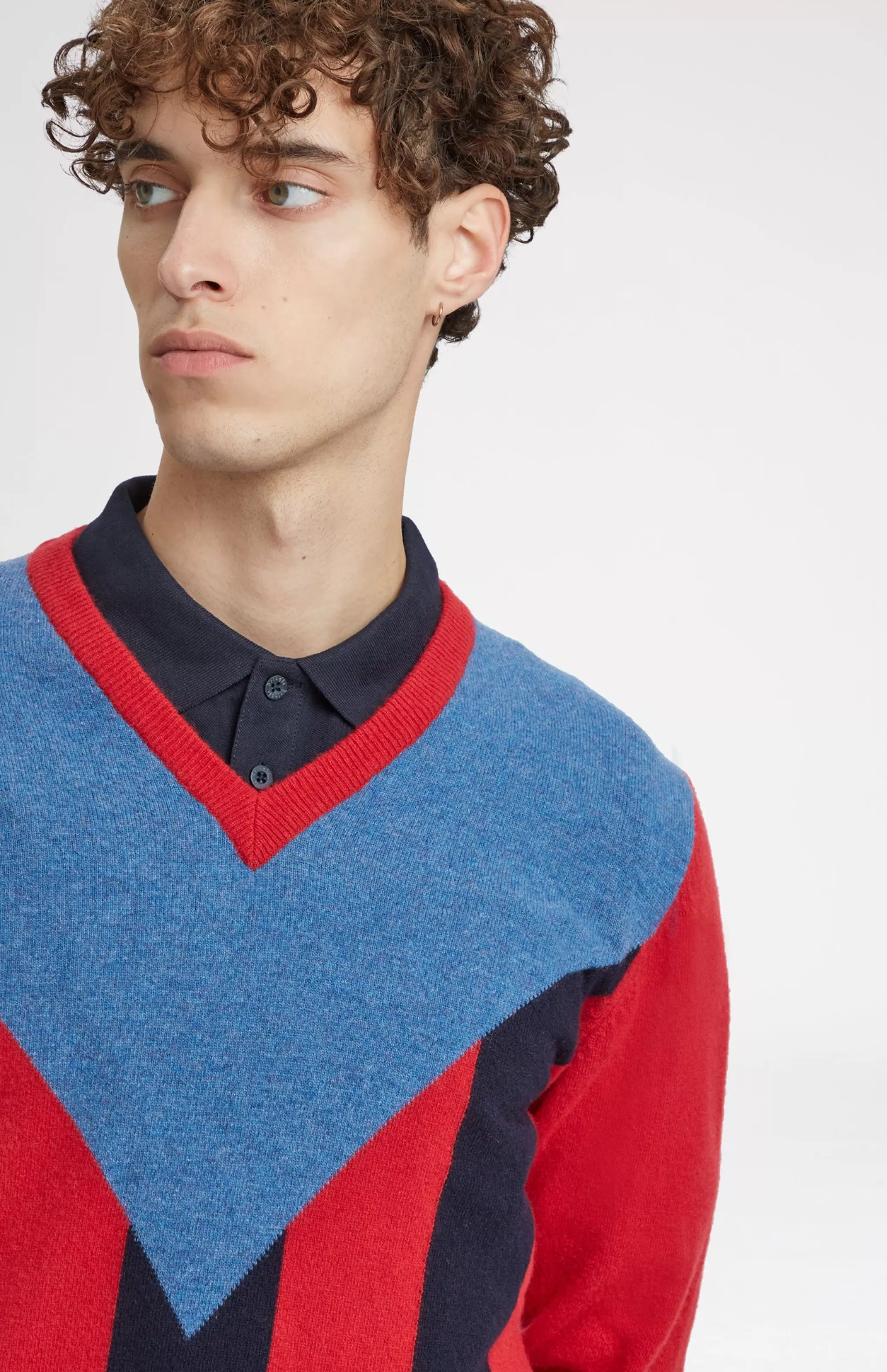 Flash Sale Unisex V Neck Stripe Jumper In Red Men Pringle Heritage Unisex Collections