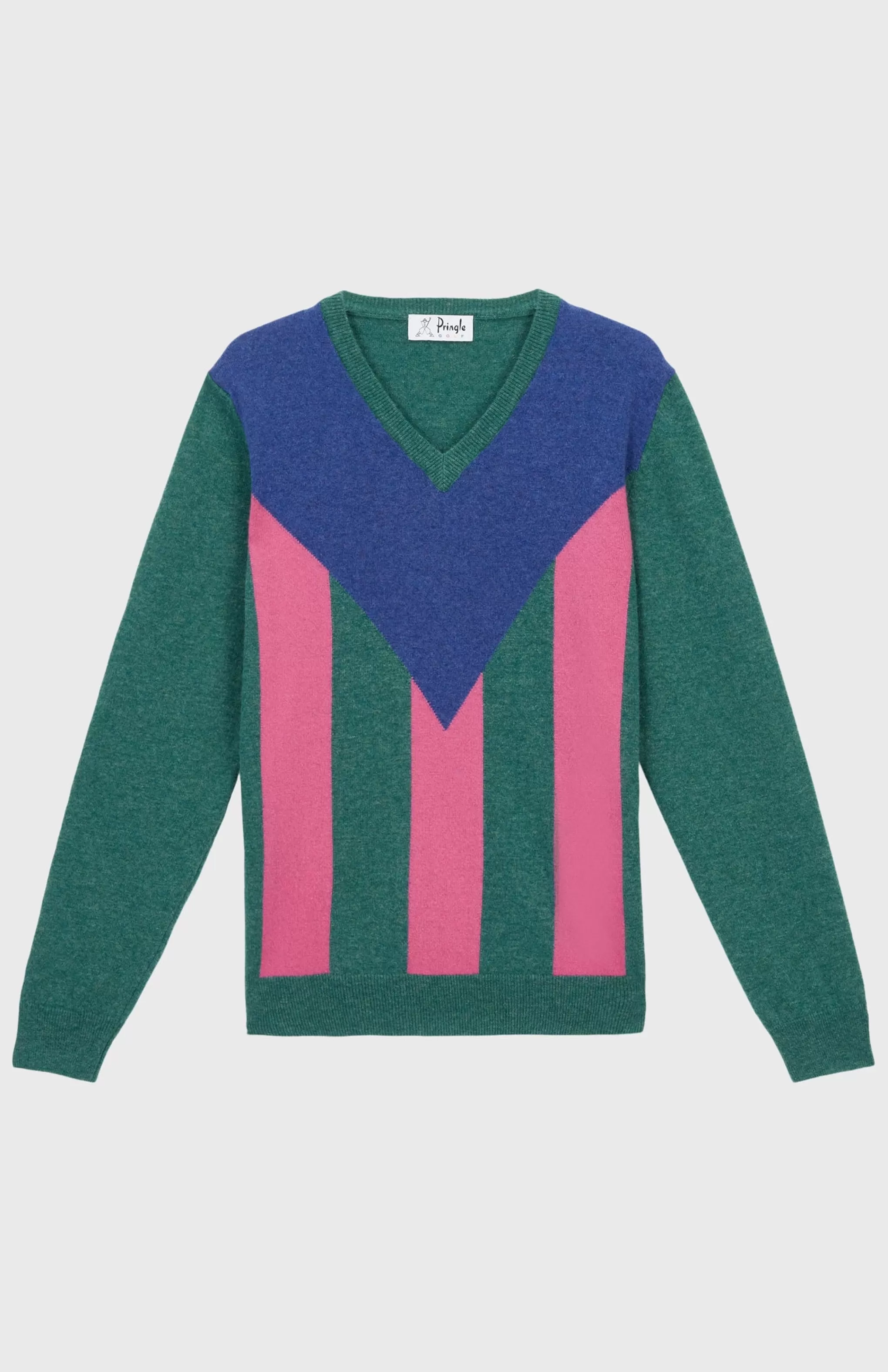 New Unisex V Neck Stripe Jumper In Teal Men Pringle Heritage Unisex Collections