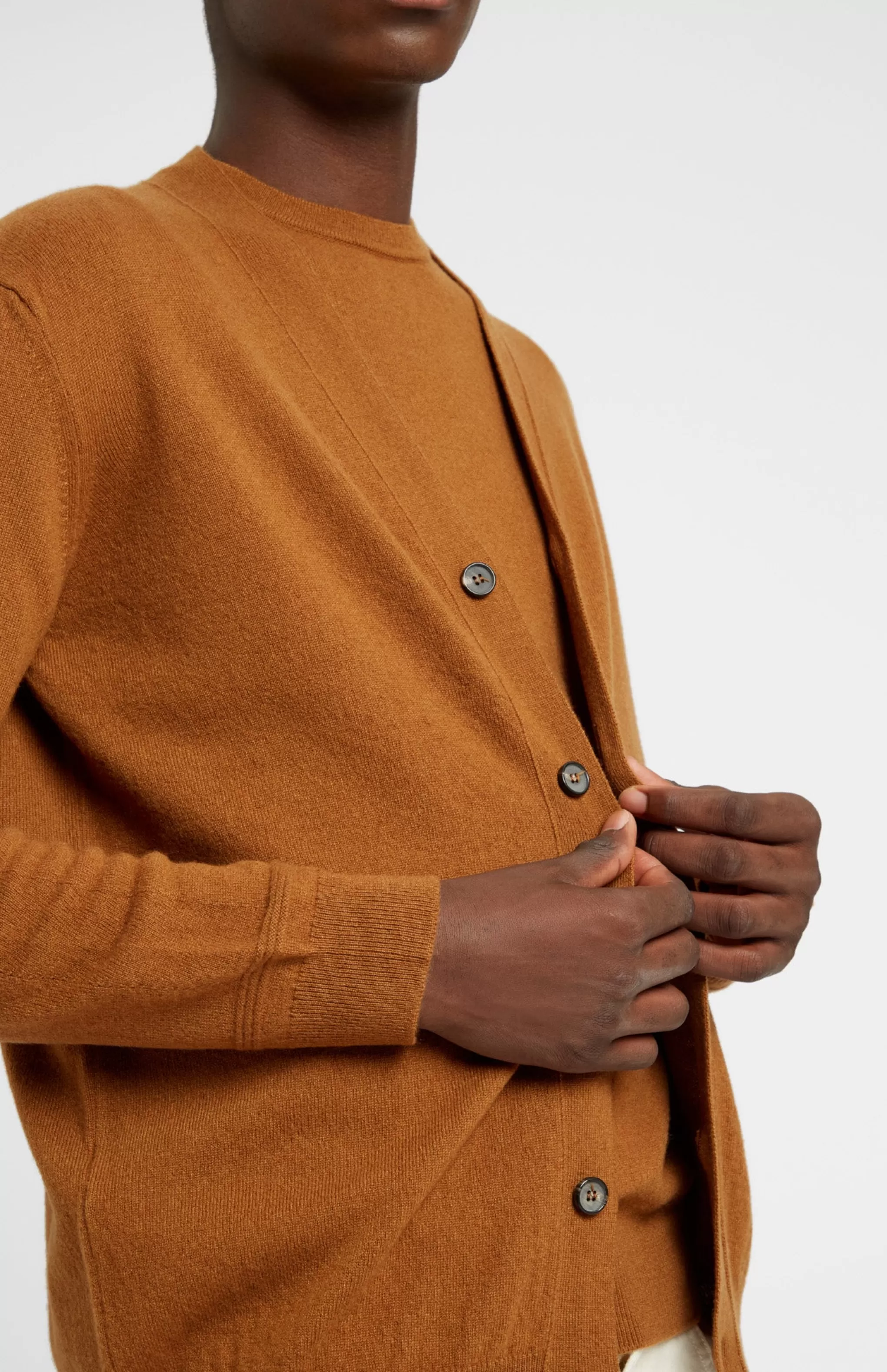 Shop V Neck Cashmere Cardigan In Vicuna Men Made in Scotland