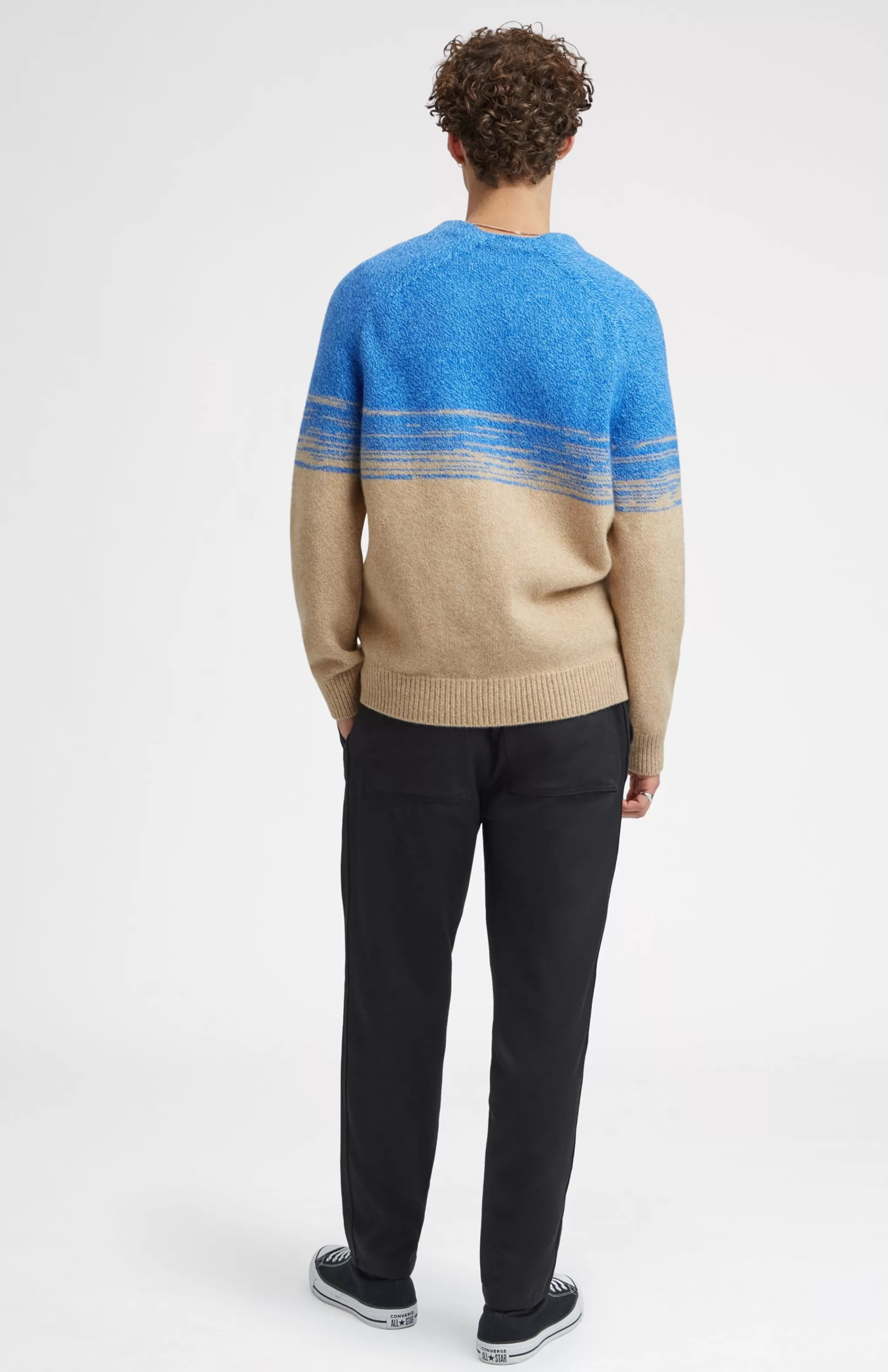 Best Sale V Neck Lambswool Cardigan With Degrade Effect In Cobalt And Camel Men V Neck Knits