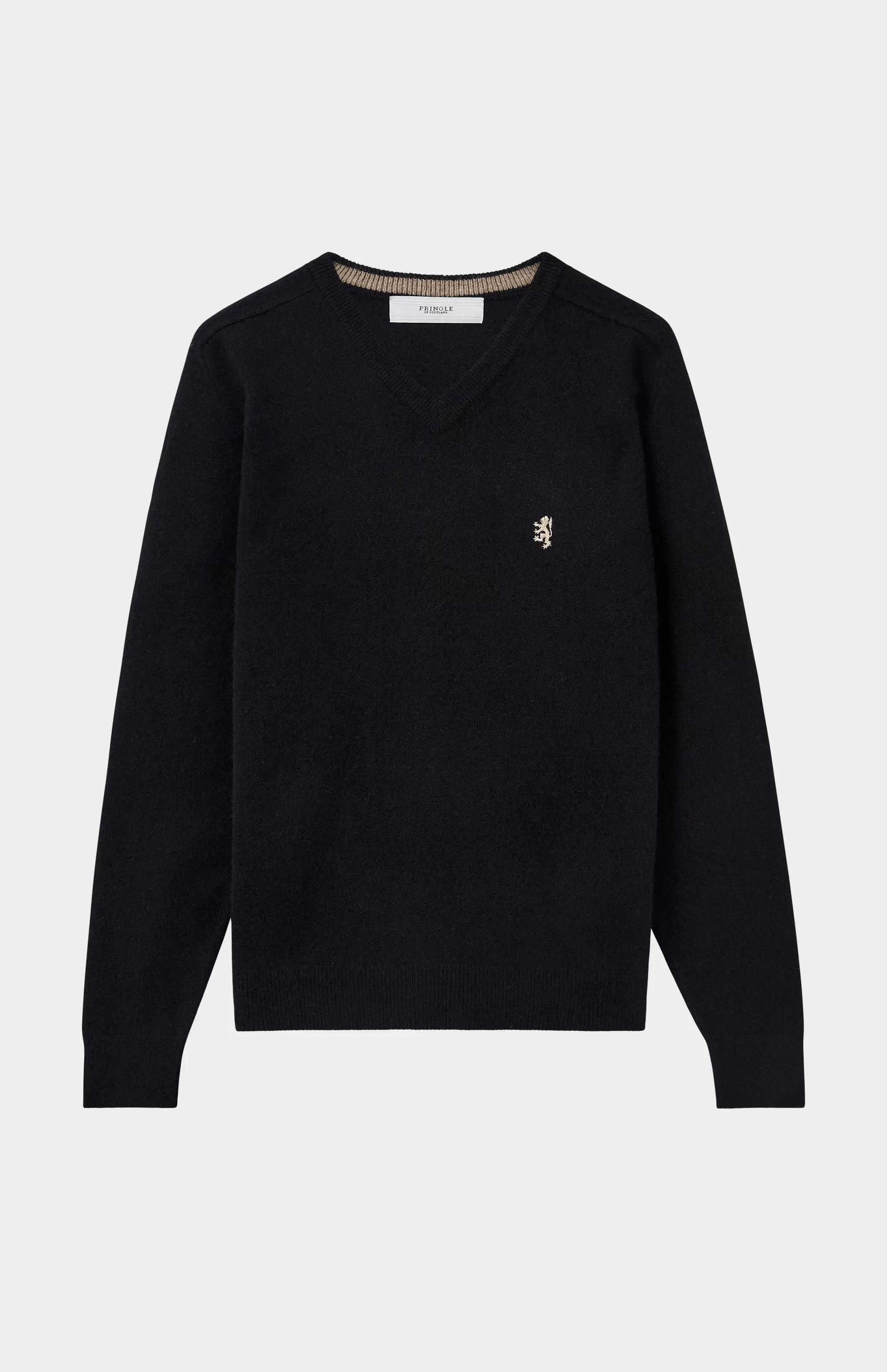 Clearance V Neck Lion Lambswool Jumper In Black / Colt Men Best Sellers