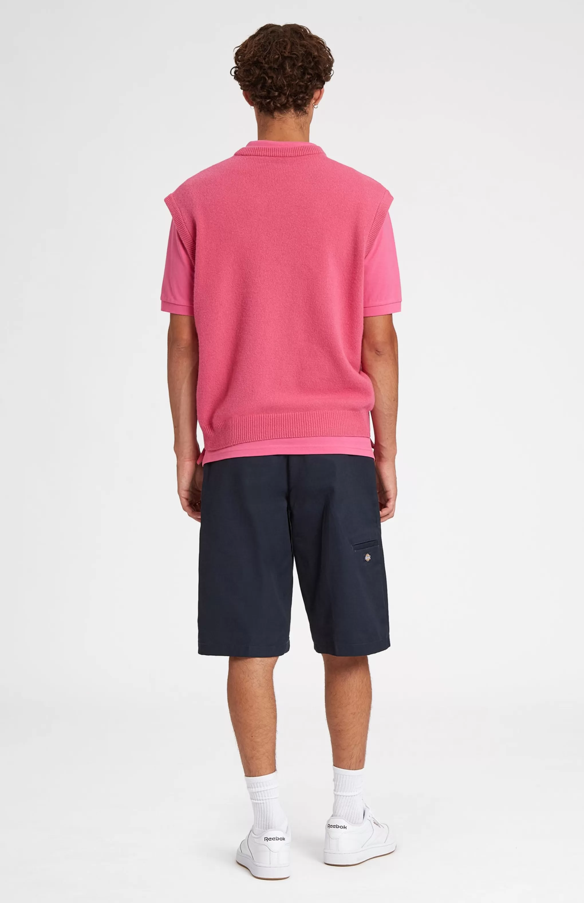 Discount V Neck Sleeveless Golf Jumper In Heather Pink With Golfing Lion Logo Men/Women Medium Weight Knits