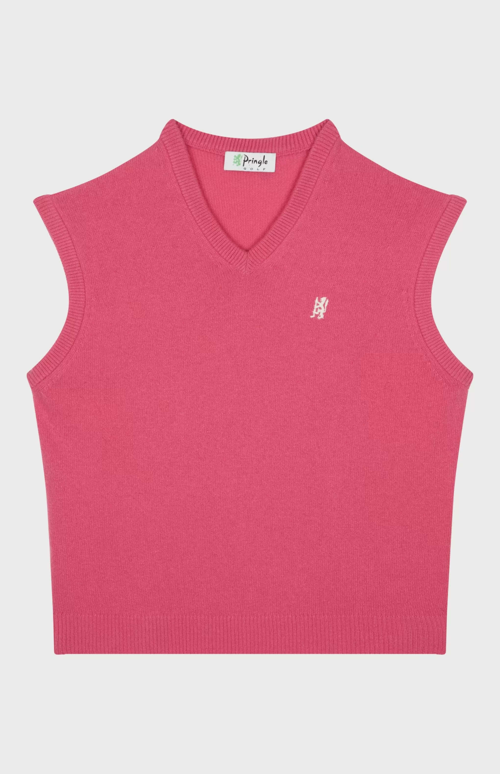 Online V Neck Sleeveless Golf Jumper In Heather Pink With Golfing Lion Logo Men Pringle Heritage Unisex Collections