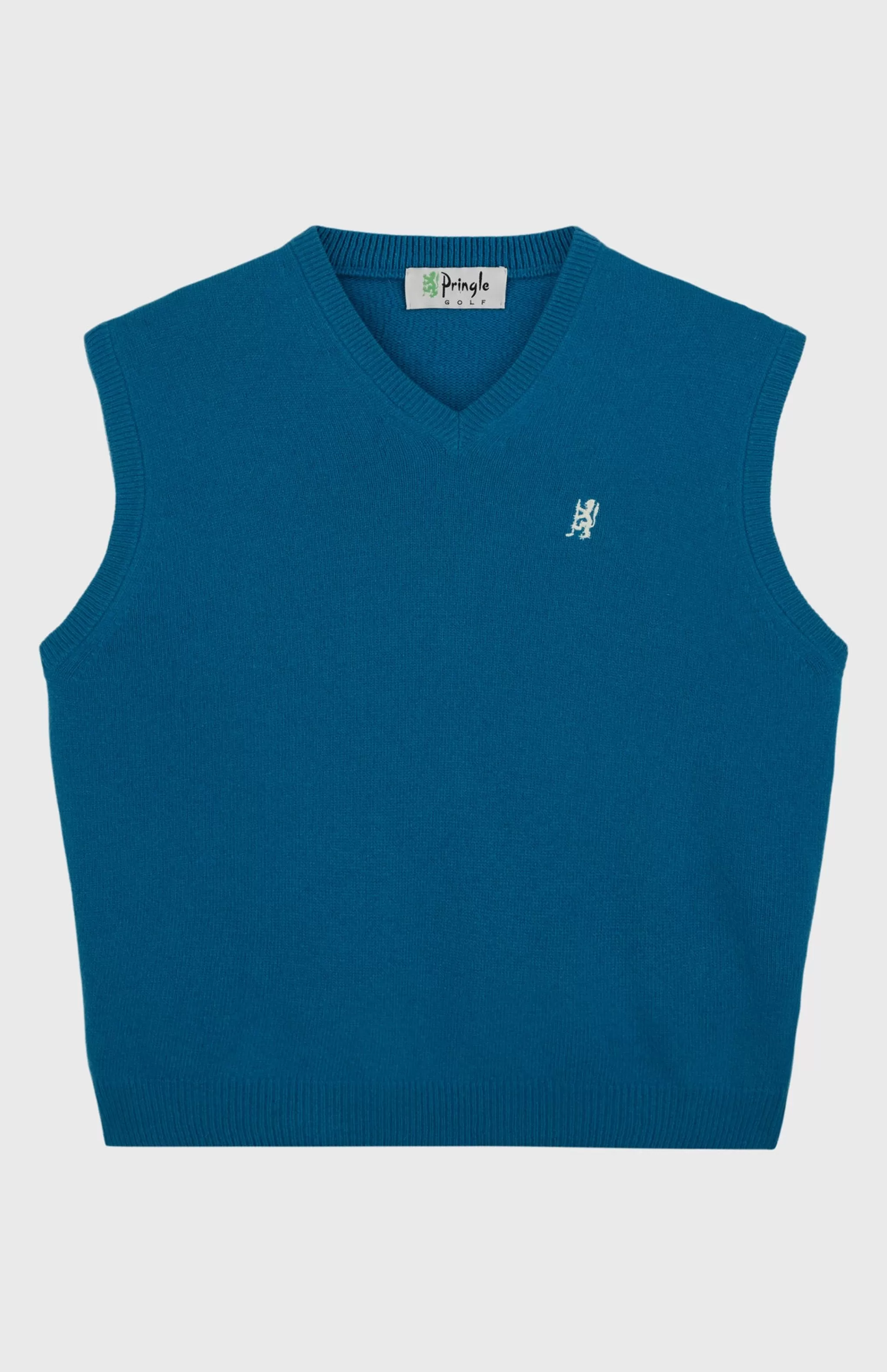 Discount V Neck Sleeveless Golf Jumper In Lagoon With Golfing Lion Logo Men/Women Vests