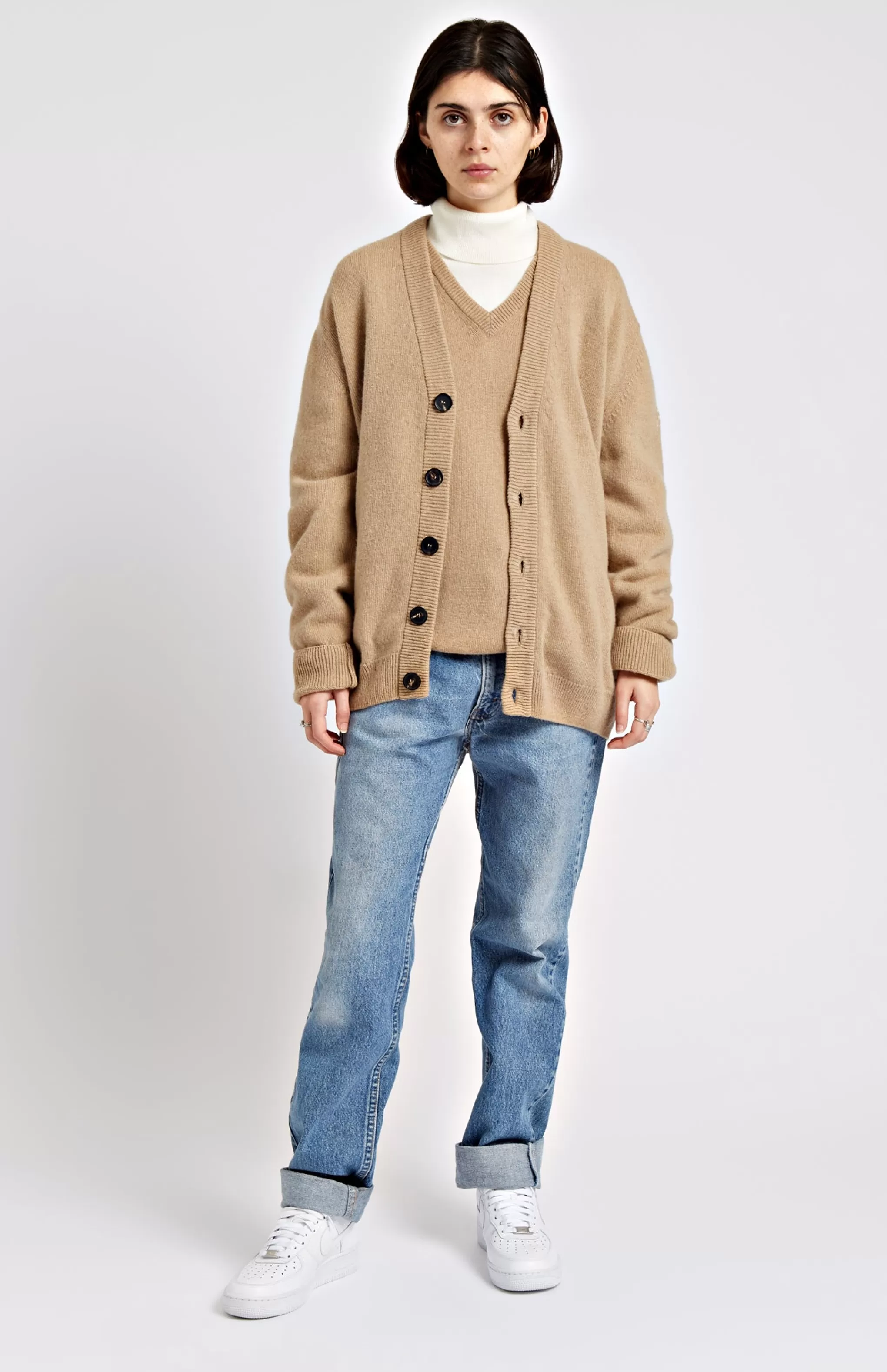 Shop Women's Archive Lambswool Blend Cardigan In Camel Men/Women Lambswool