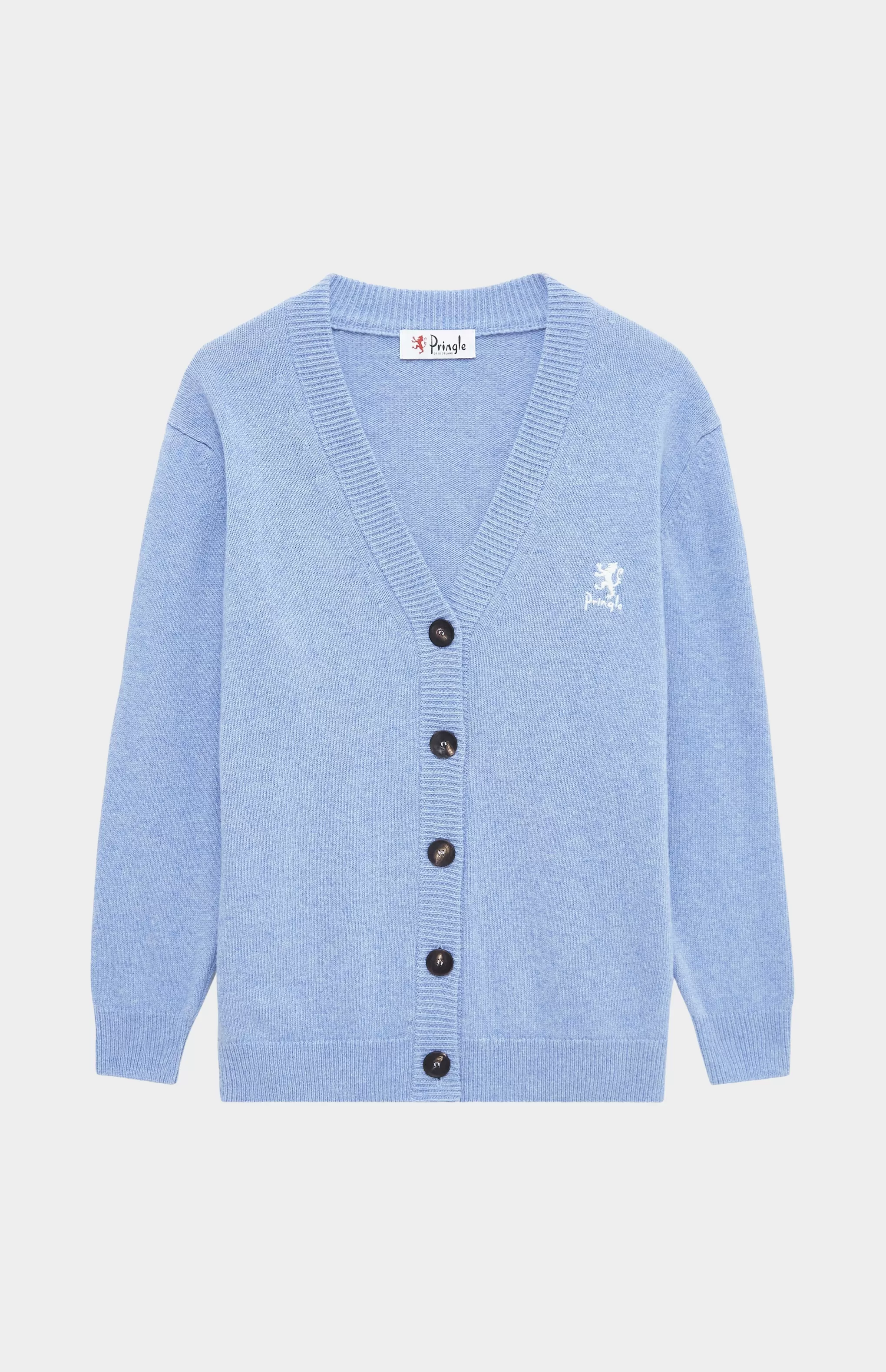 Shop Women's Archive Lambswool Blend Cardigan In Carolina Blue Men Pringle Heritage Unisex Collections