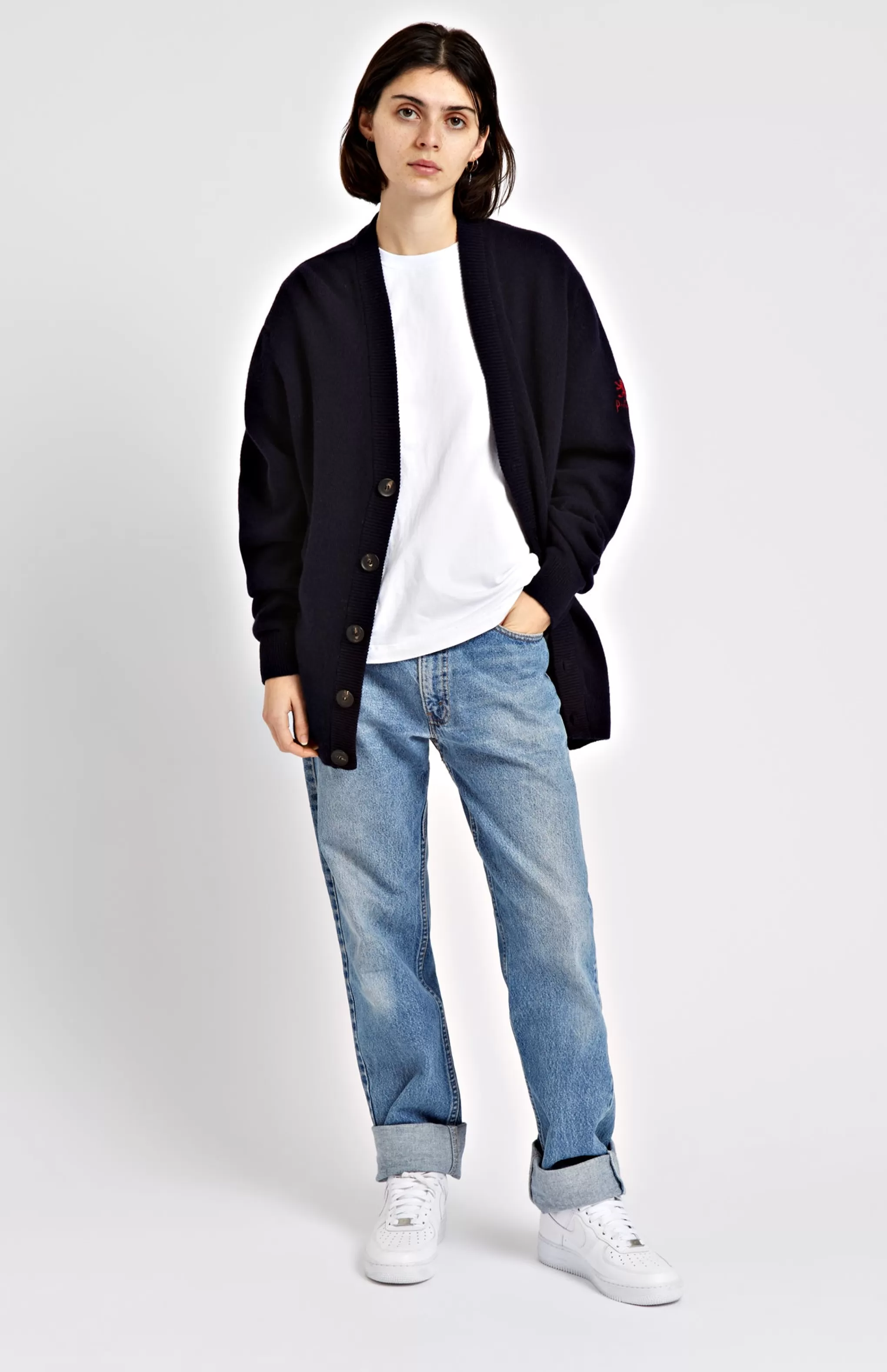 Cheap Women's Archive Lambswool Blend Cardigan In Navy Men Pringle Heritage Unisex Collections