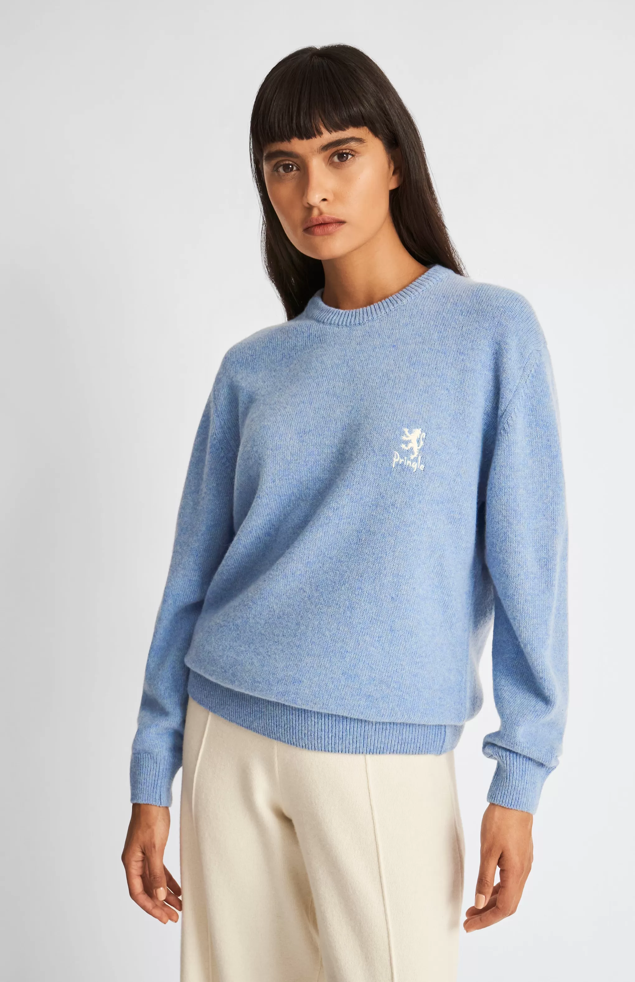 Fashion Women's Archive Round Neck Lambswool Blend Jumper In Carolina Blue Men/Women Medium Weight Knits