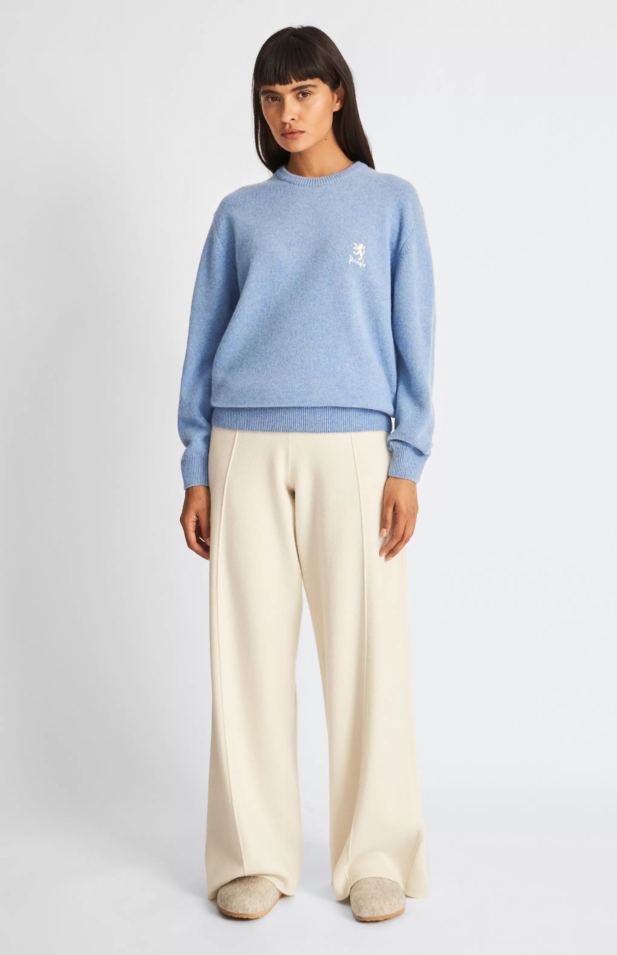Sale Women's Archive Round Neck Lambswool Blend Jumper In Carolina Blue Men Pringle Heritage Unisex Collections