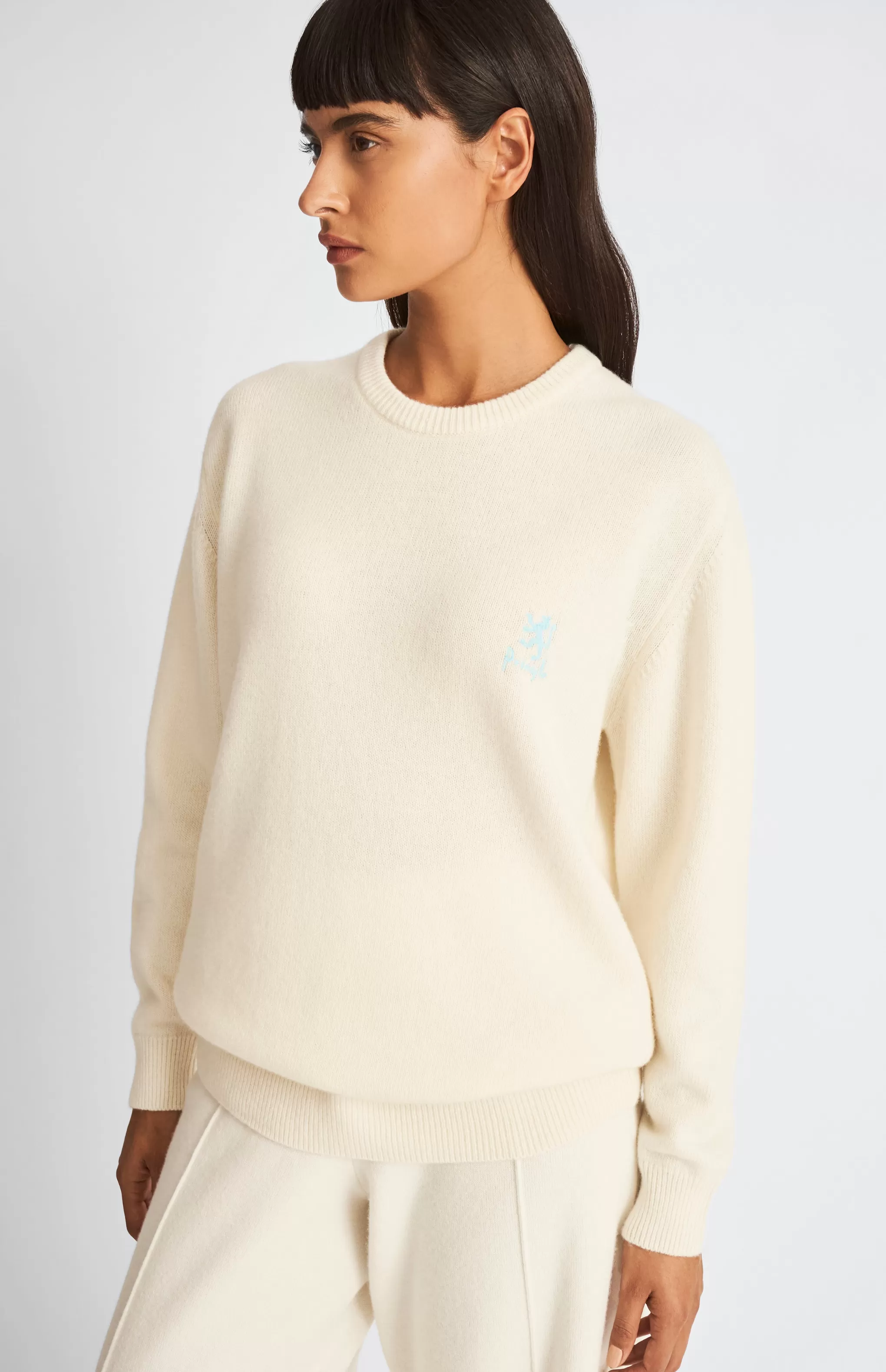 New Women's Archive Round Neck Lambswool Blend Jumper In Ivory Men/Women Medium Weight Knits