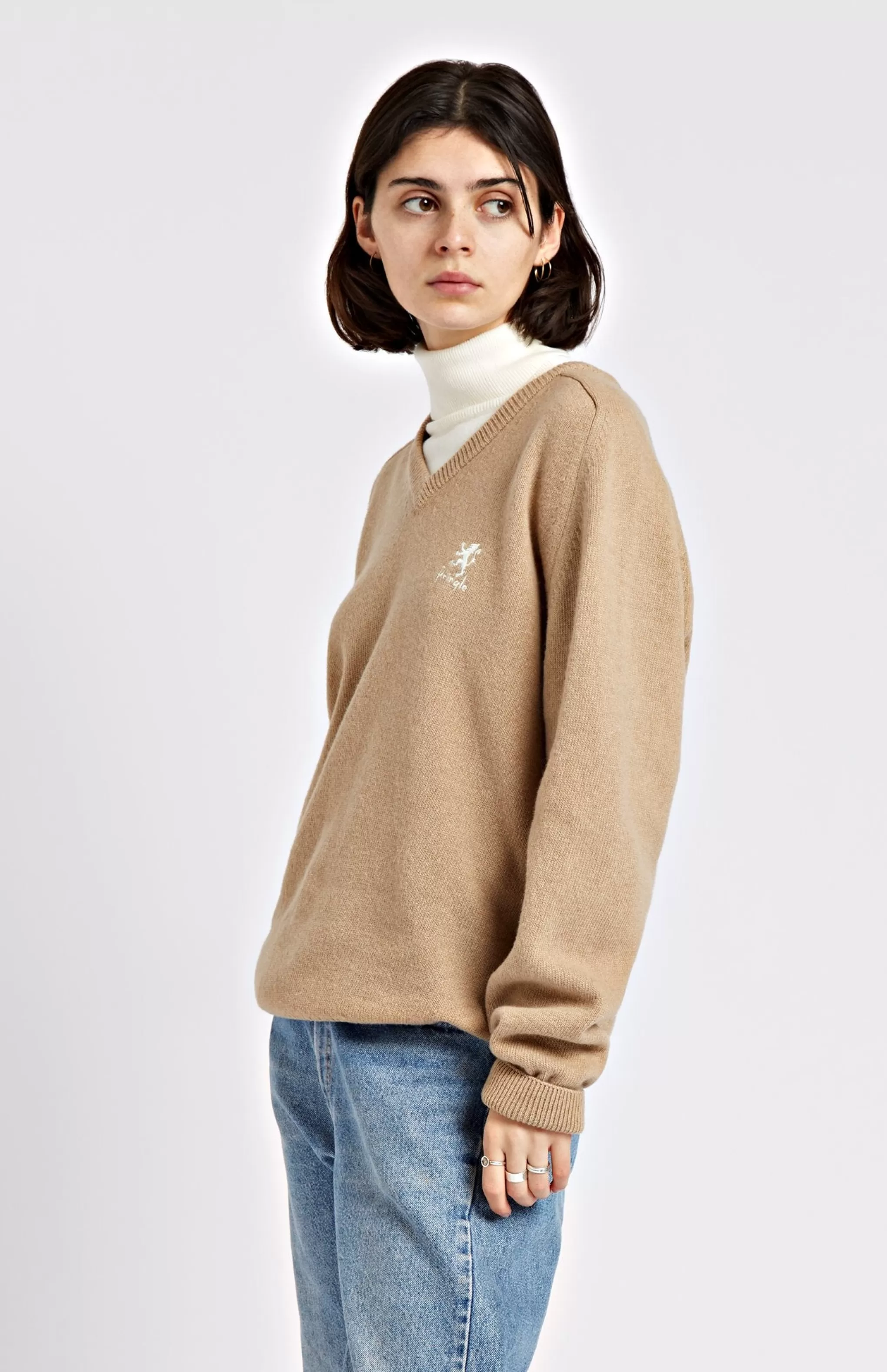 Best Sale Women's Archive V Neck Lambswool Blend Jumper In Camel Men/Women Lambswool