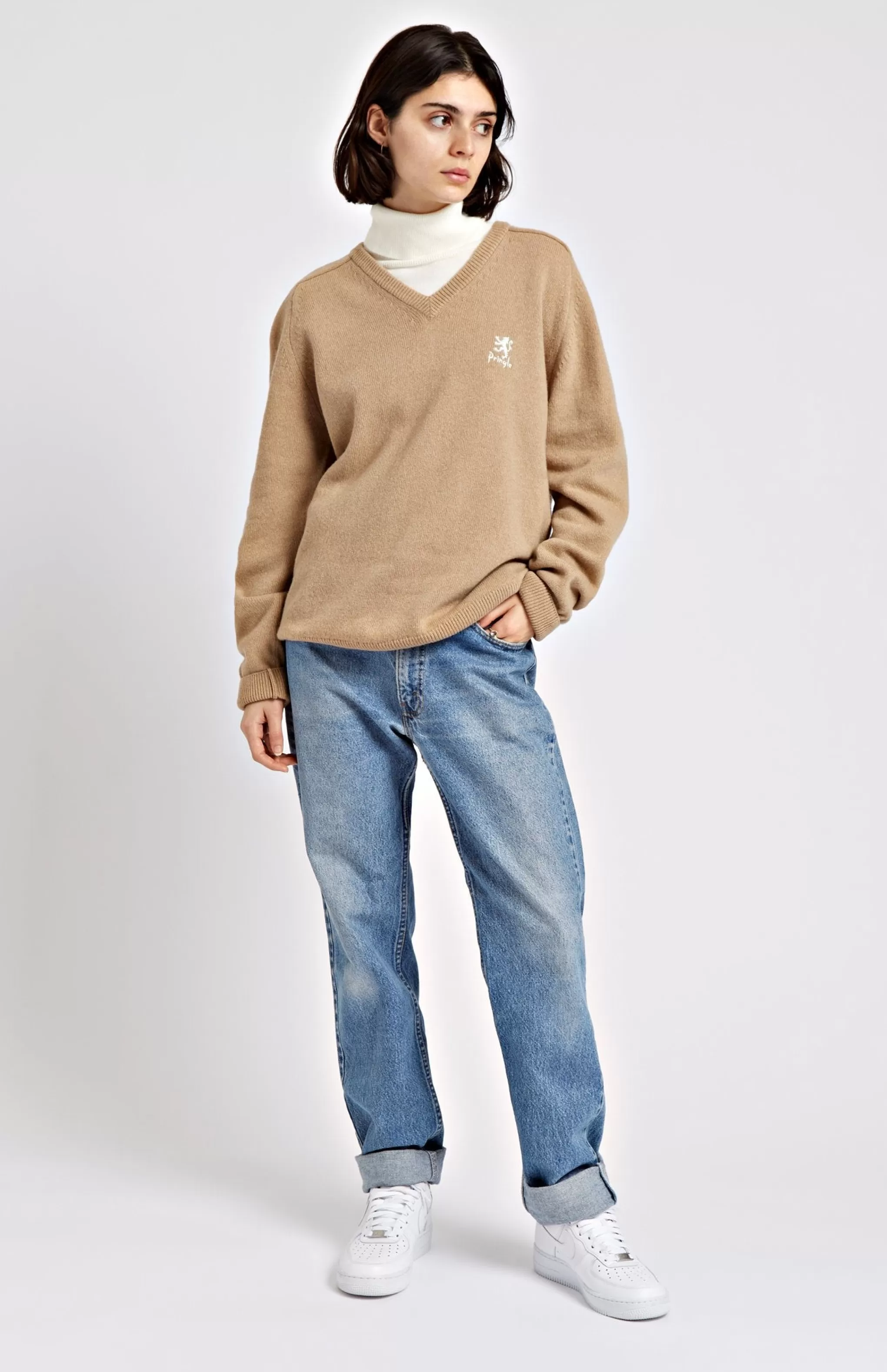 Best Sale Women's Archive V Neck Lambswool Blend Jumper In Camel Men/Women Lambswool