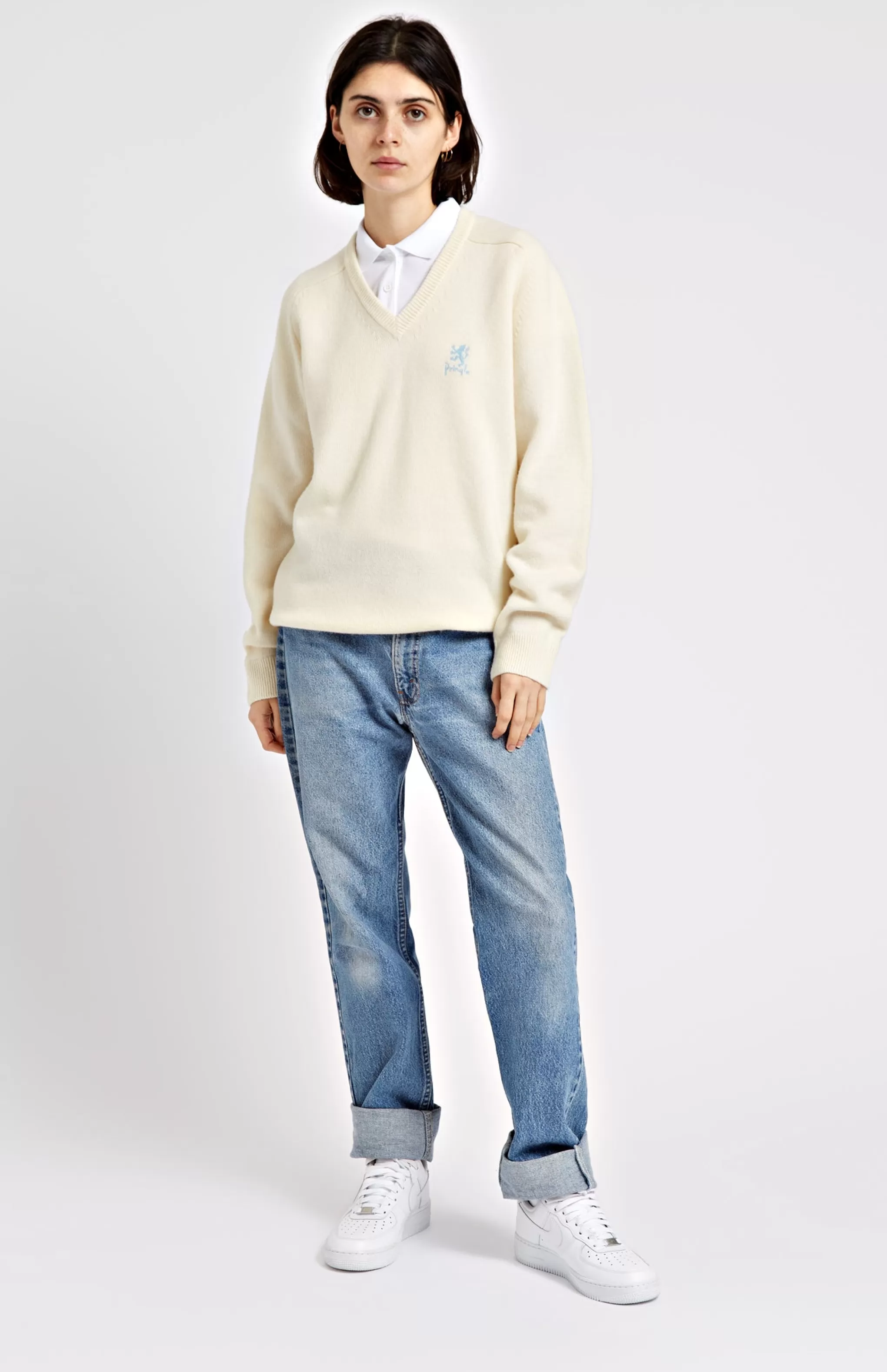 Online Women's Archive V Neck Lambswool Blend Jumper In Ivory Men/Women Lambswool