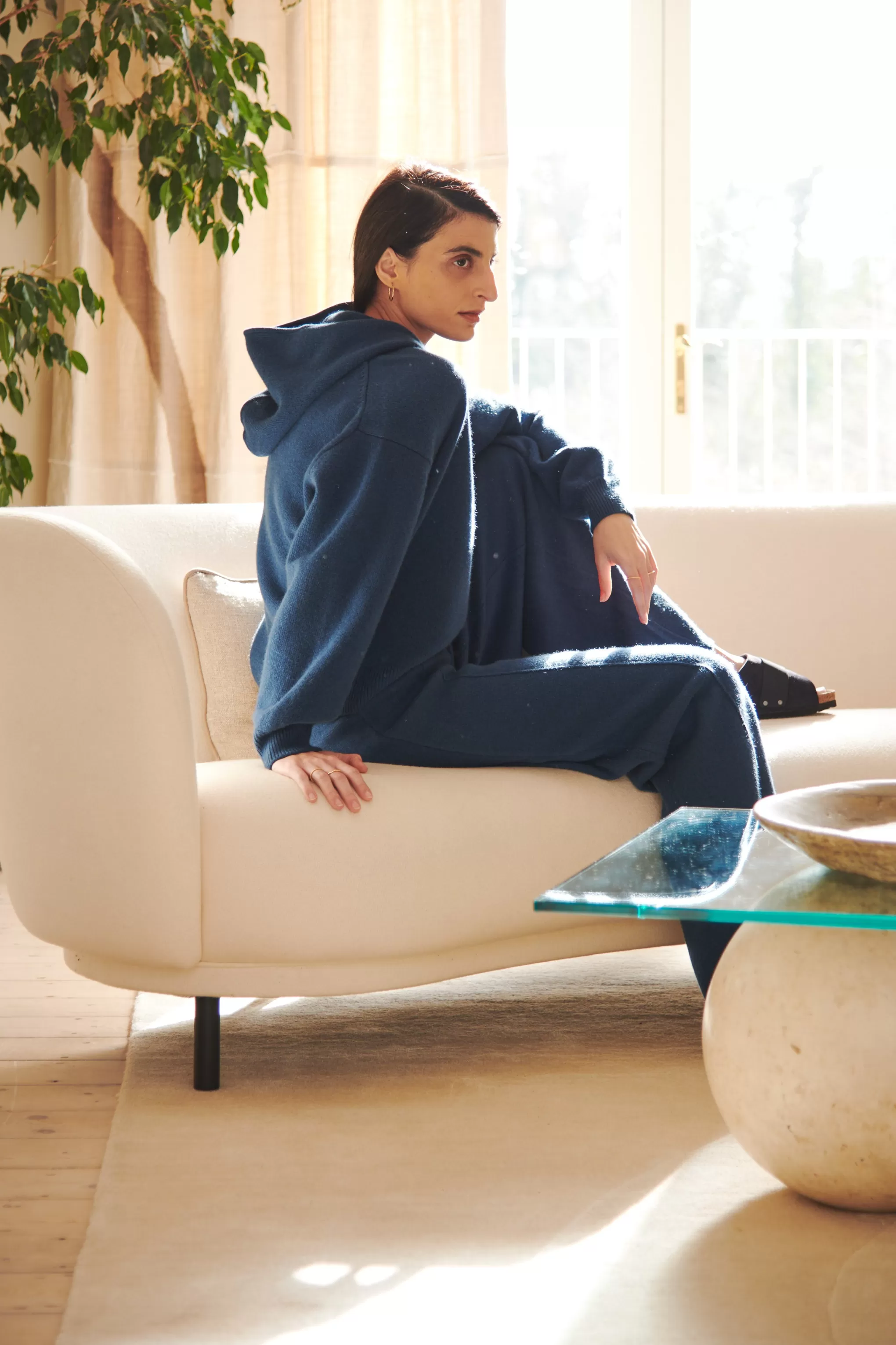 Best Sale Women's Cashmere Blend Hoodie In Night Sky Men/Women Medium Weight Knits