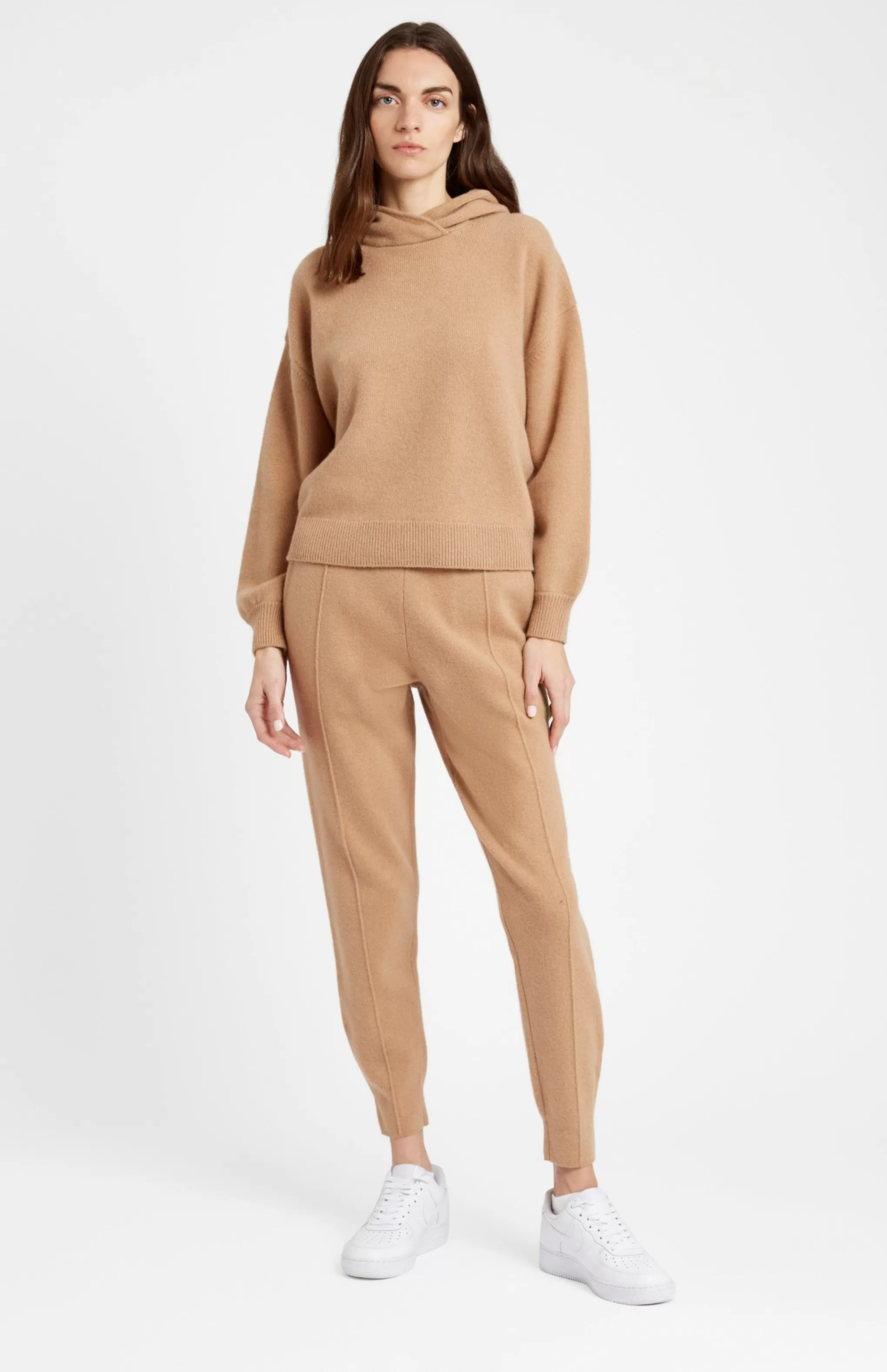 Flash Sale Women's Cashmere Blend Hoodie In Sand Men/Women Lambswool