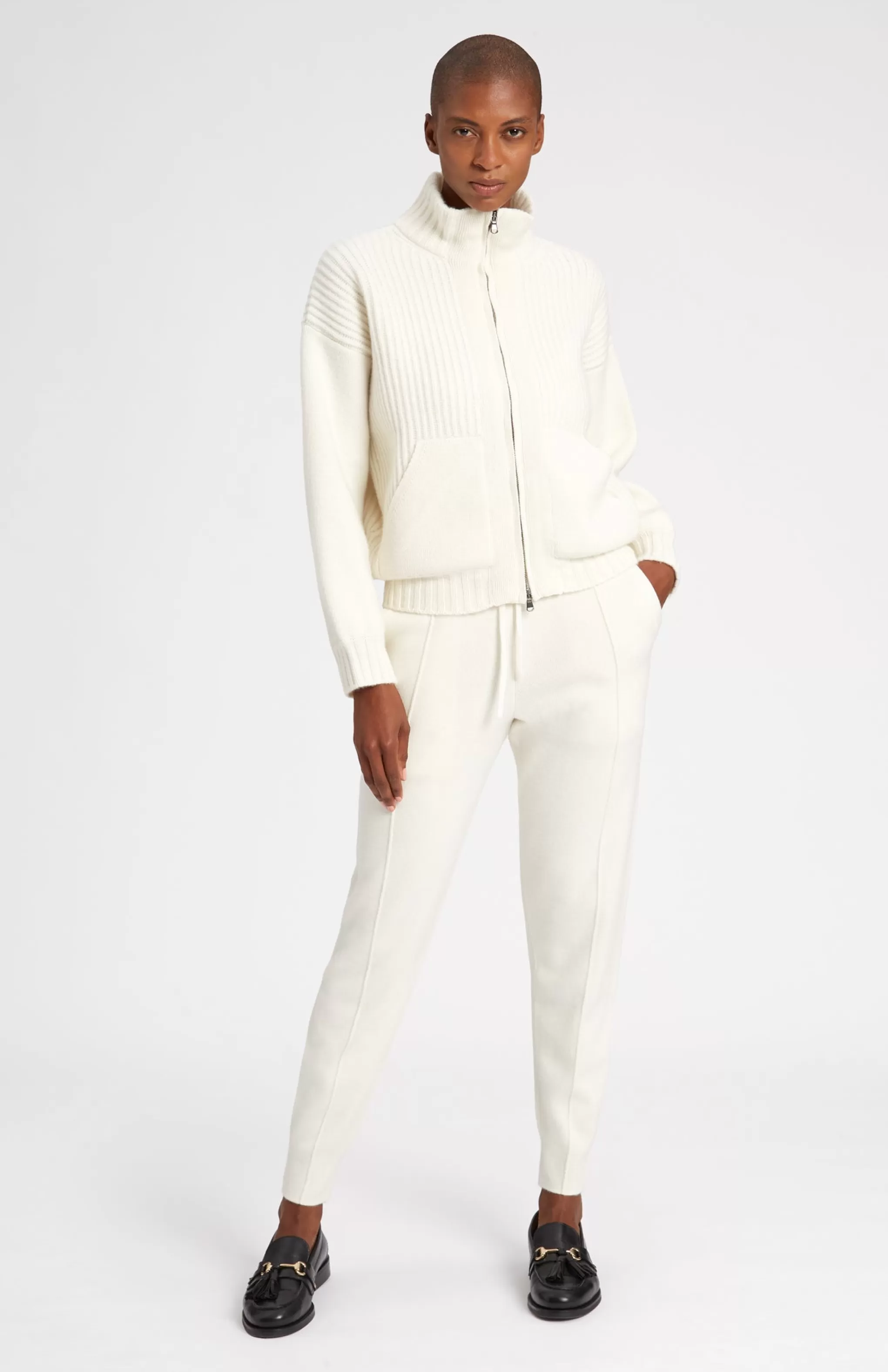 Outlet Women's Cashmere Blend Joggers In Cream Men/Women Medium Weight Knits