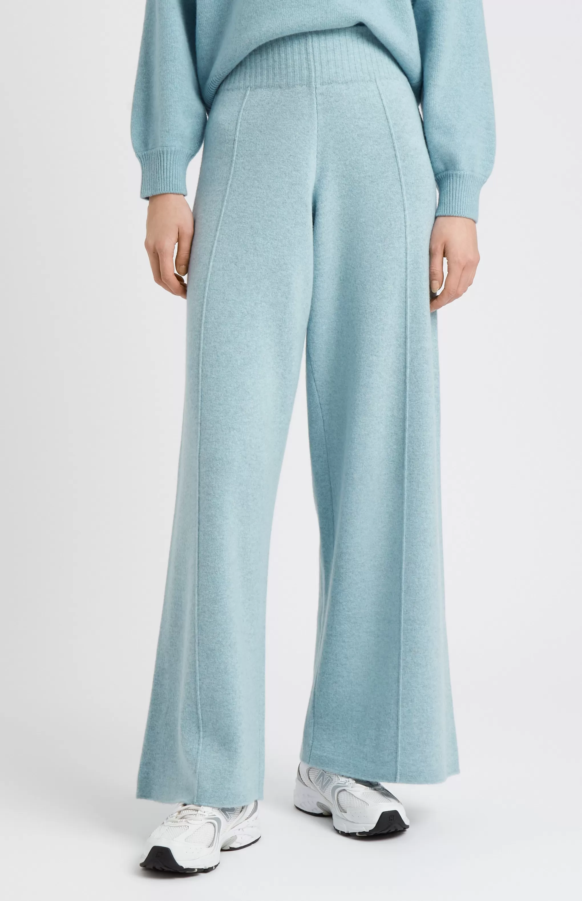 Shop Women's Cashmere Blend Trousers In Aqua Melange Men/Women Lambswool