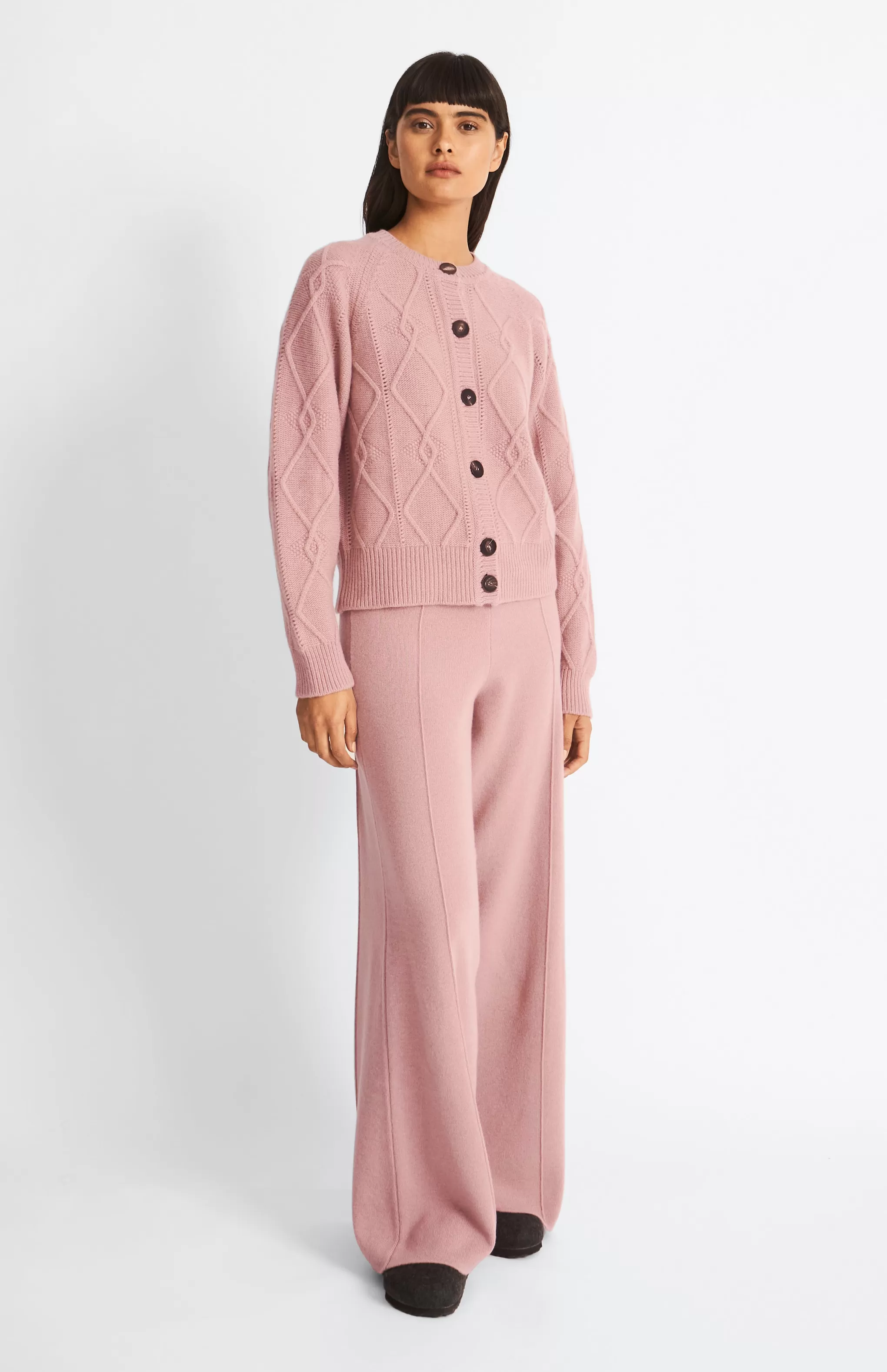 Fashion Women's Cashmere Blend Trousers In Dusty Pink Men/Women Medium Weight Knits