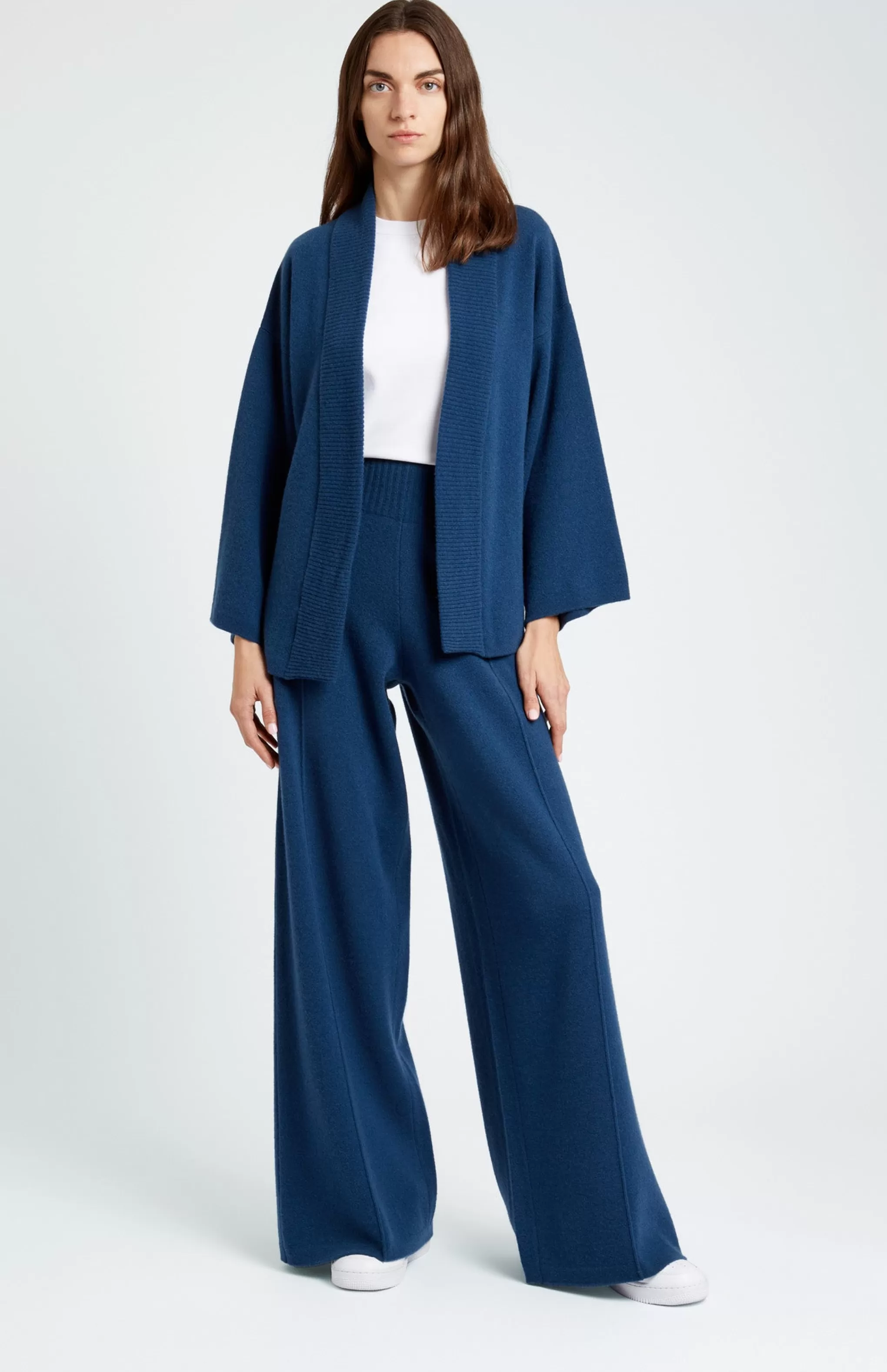 Best Sale Women's Cashmere Blend Wrap Cardigan In Night Sky Men/Women Lambswool