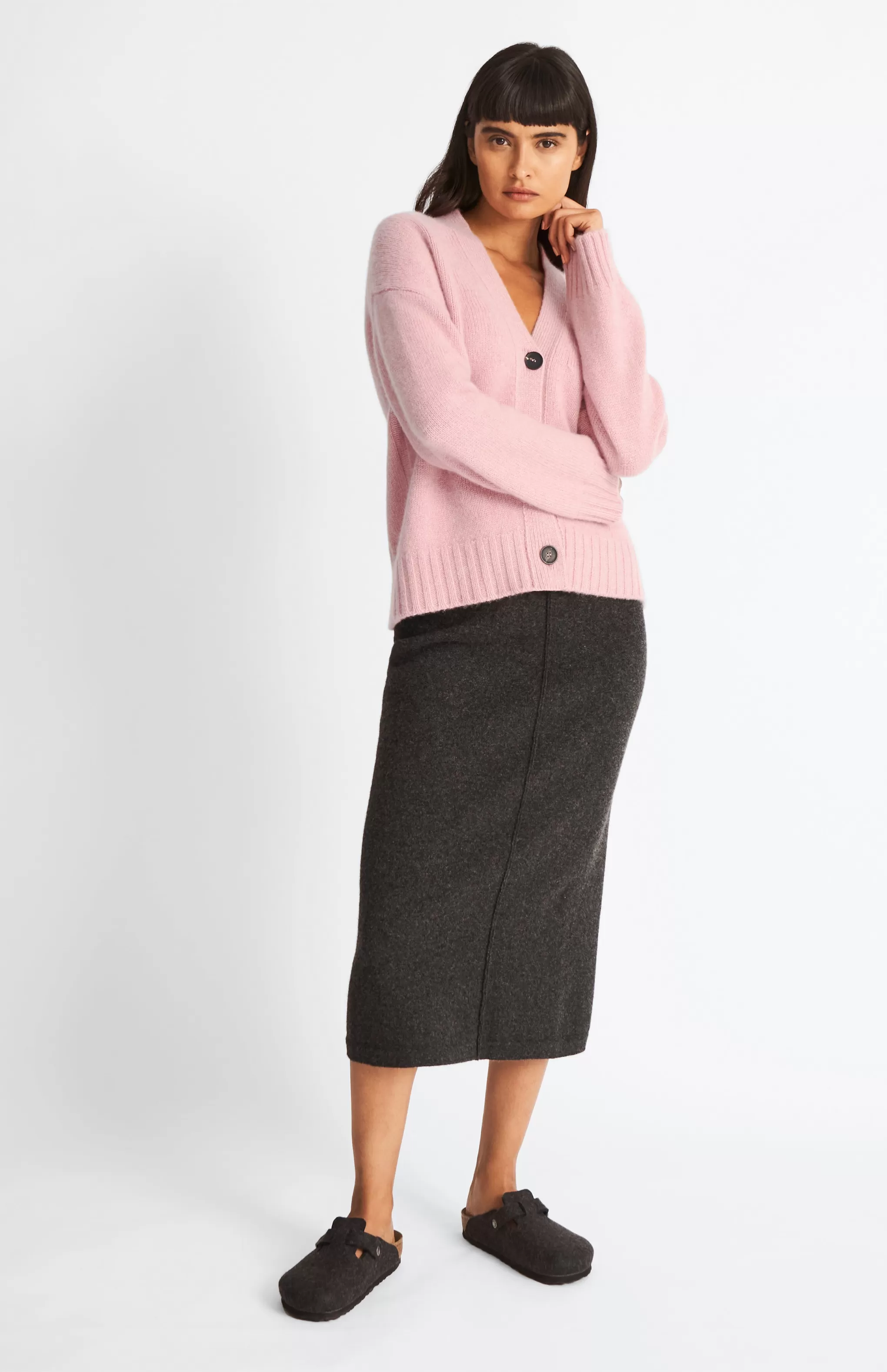 Flash Sale Women's Cropped Cosy Cashmere Cardigan In Dusty Pink Men/Women Medium Weight Knits