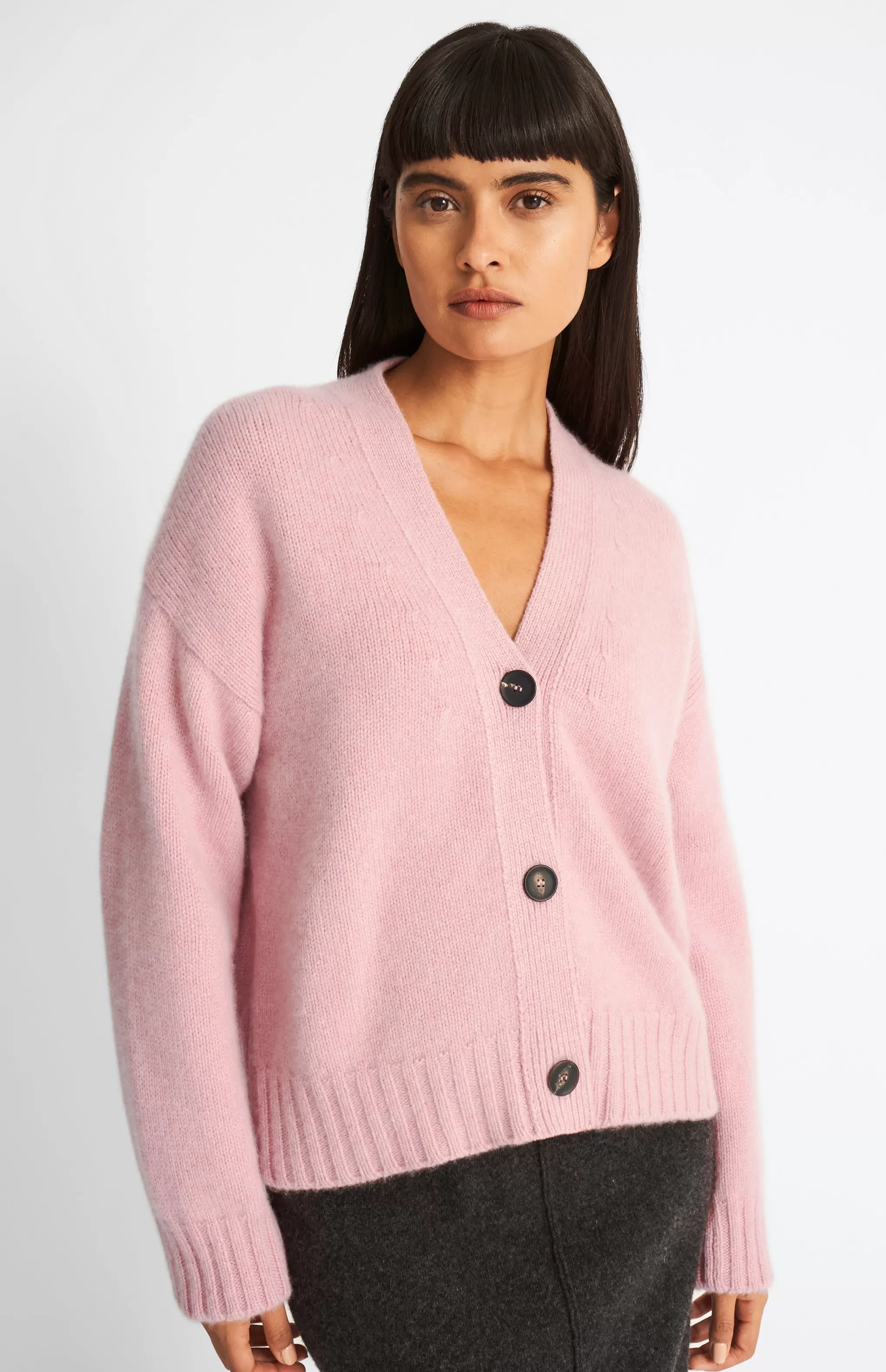 Fashion Women's Cropped Cosy Cashmere Cardigan In Dusty Pink Men/Women Cashmere