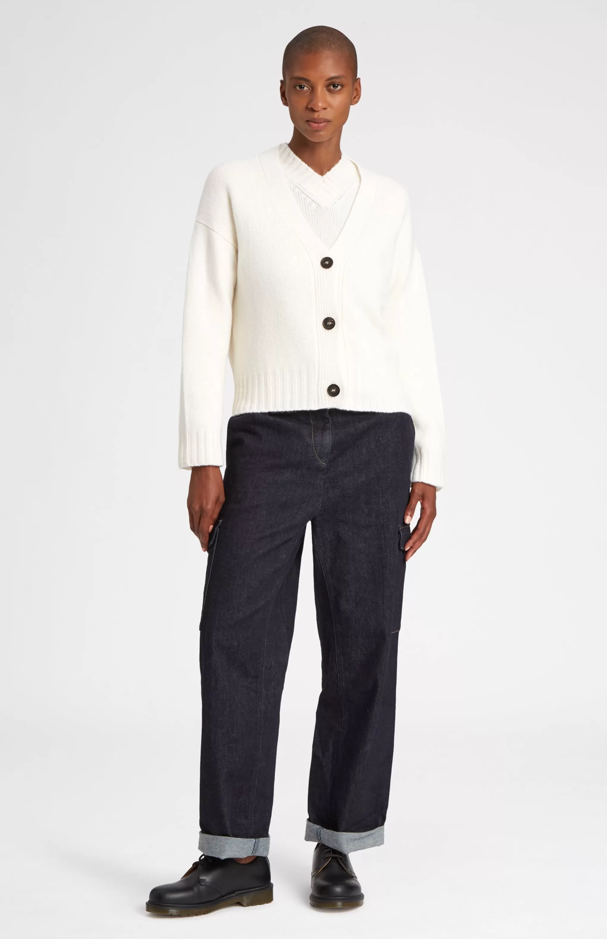Online Women's Cropped Cosy Cashmere Cardigan In Vanilla Cream Men/Women Medium Weight Knits