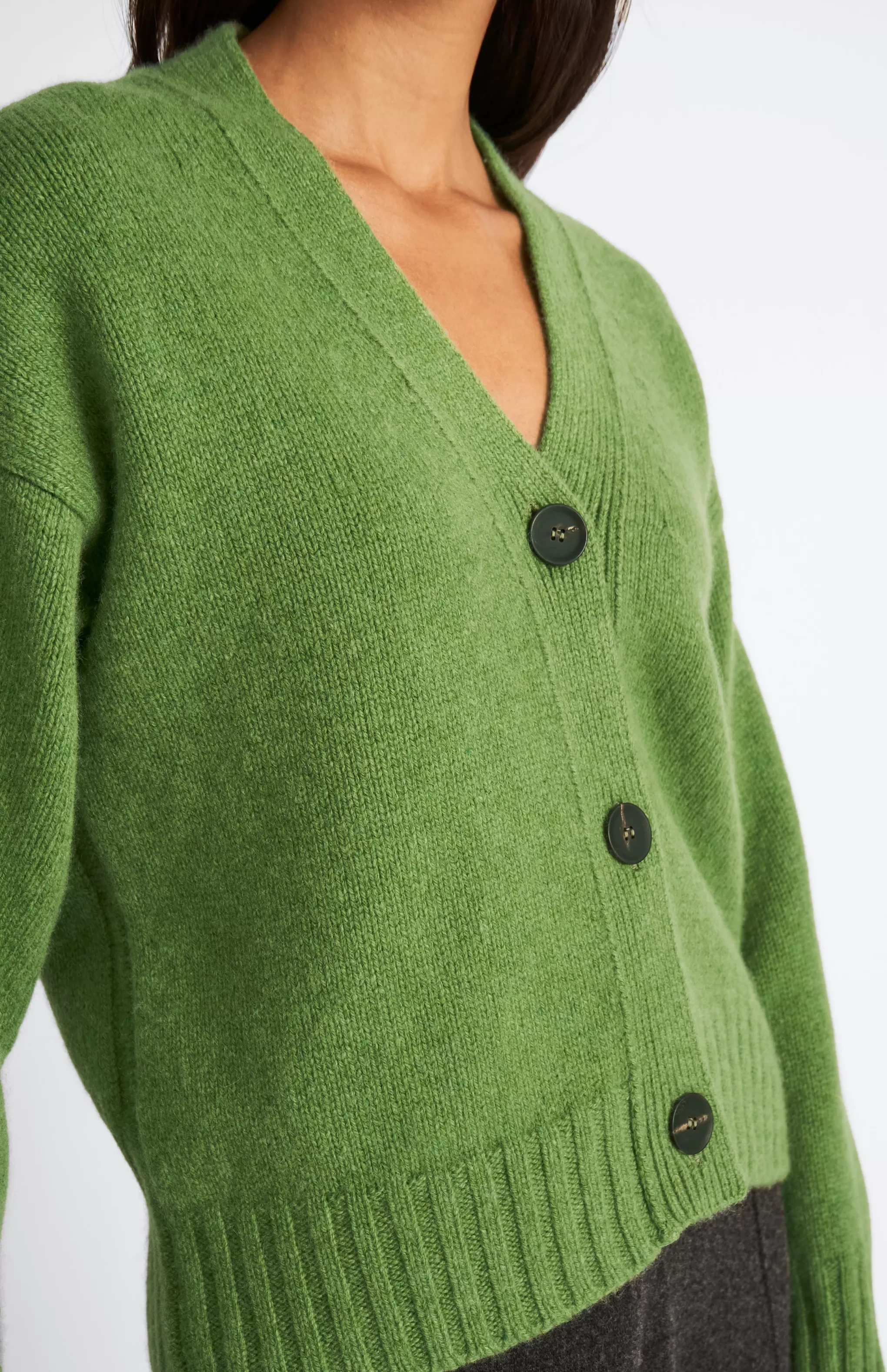 Flash Sale Women's Cropped Cosy Cashmere Cardigan In Wood Sage Men/Women Made in Scotland