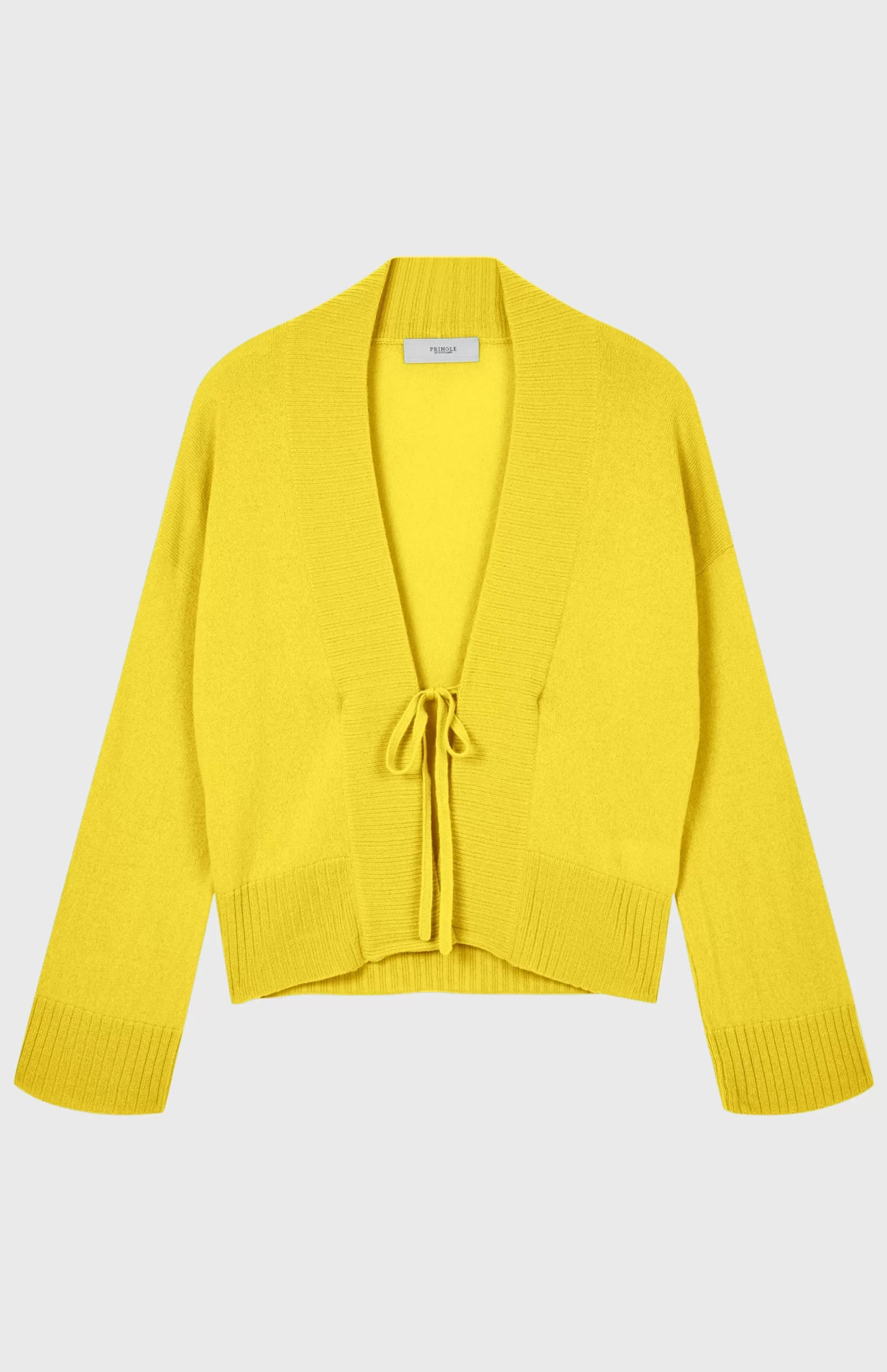 Online Women's Lightweight Cashmere Open Cardigan With Tie In Bright Yellow Men/Women Light Weight Knits