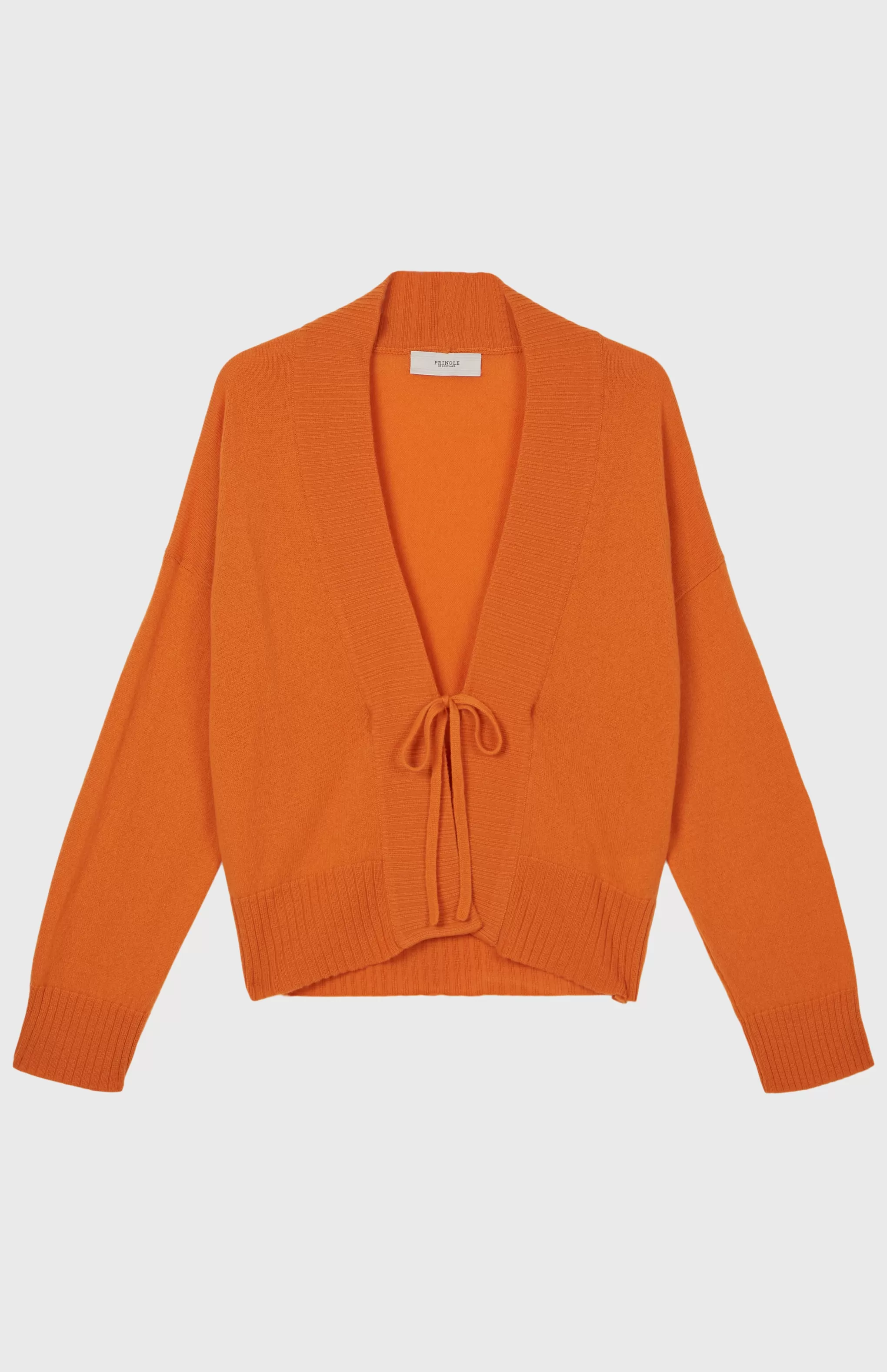 Sale Women's Lightweight Cashmere Open Cardigan With Tie In Burnt Orange Men/Women Light Weight Knits