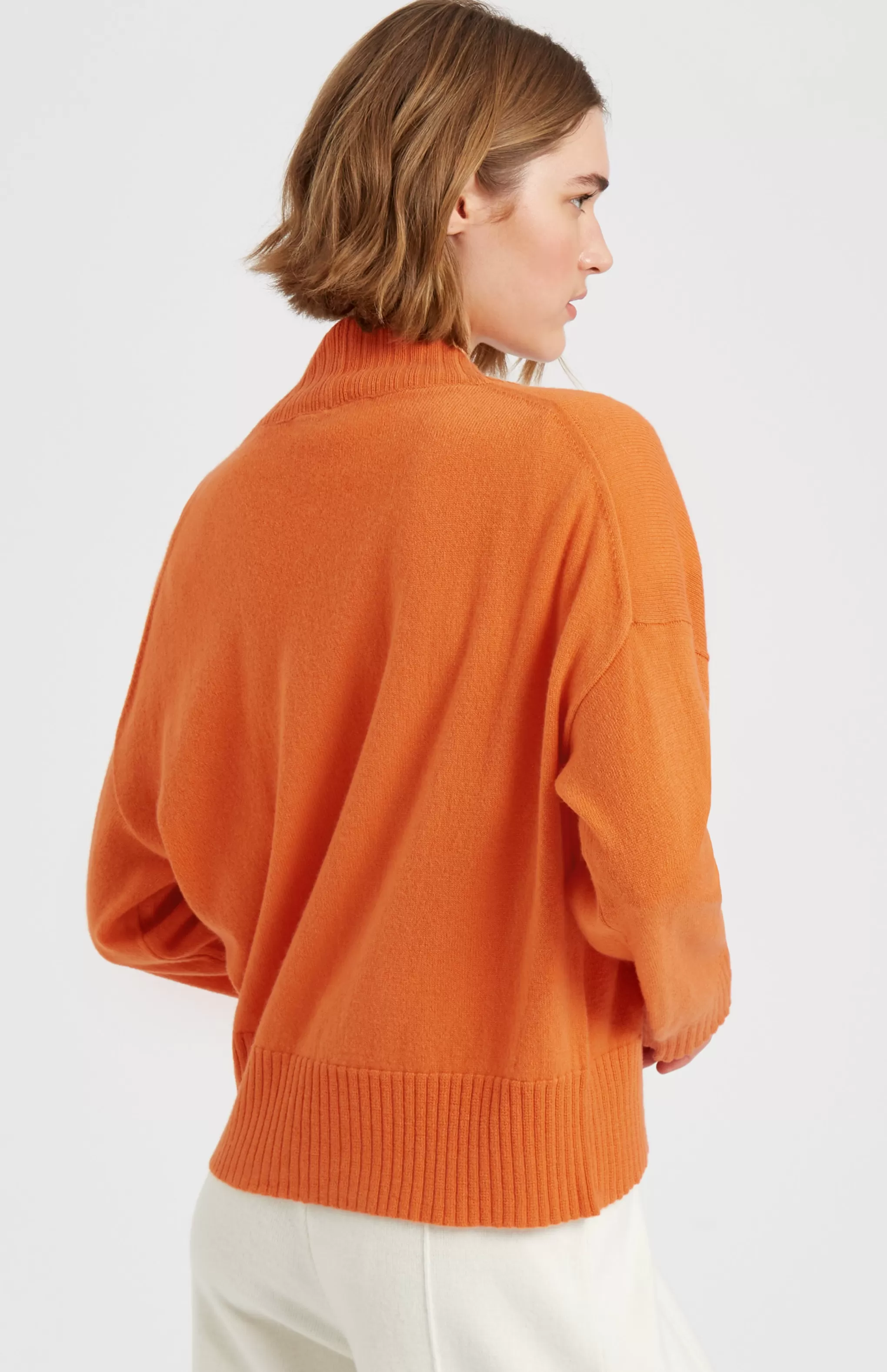 Sale Women's Lightweight Cashmere Open Cardigan With Tie In Burnt Orange Men/Women Light Weight Knits