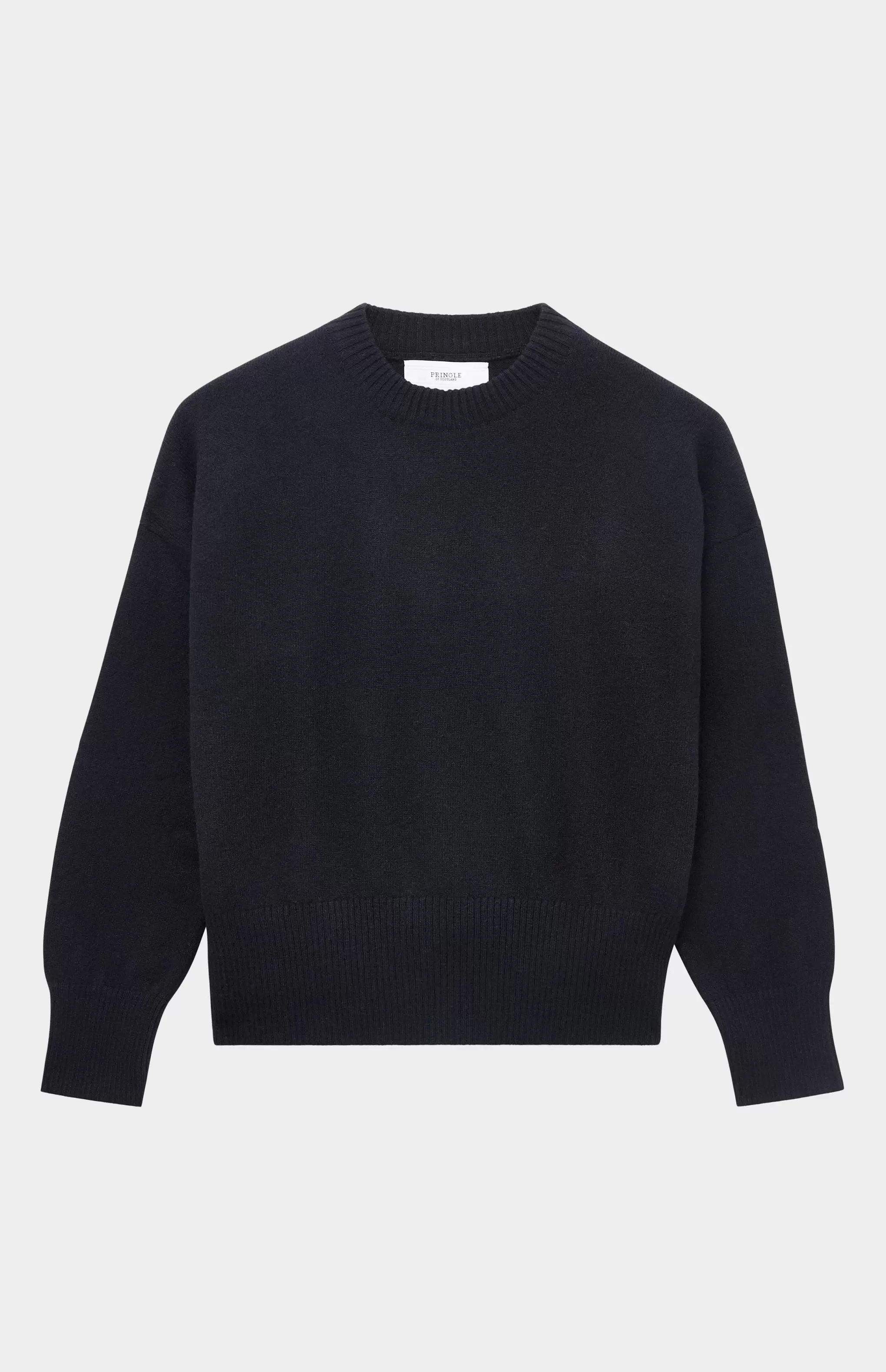 Shop Women's Lightweight Round Neck Cashmere Jumper In Black Men/Women Made in Scotland