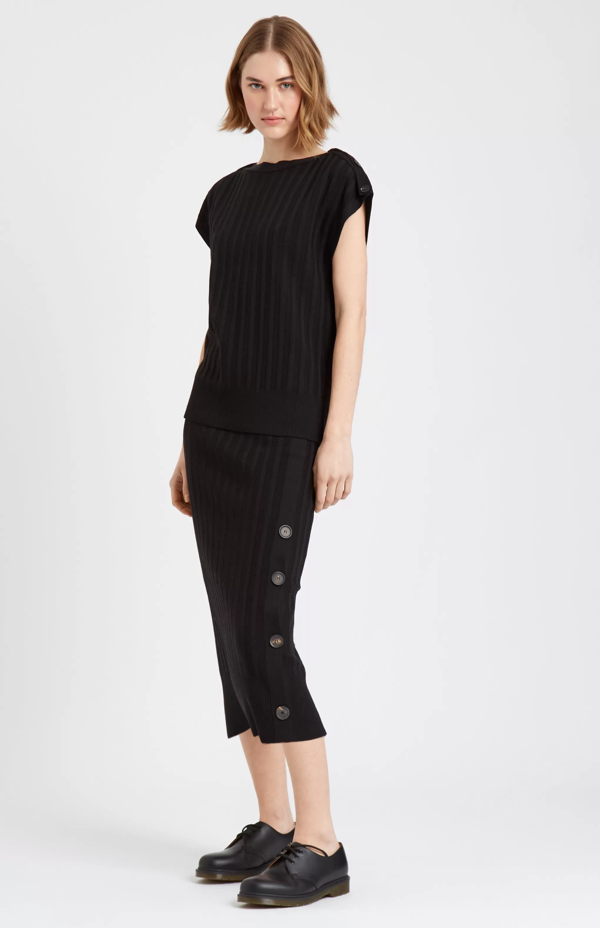 Flash Sale Women's Long Ribbed Merino Skirt In Black Men/Women Skirts
